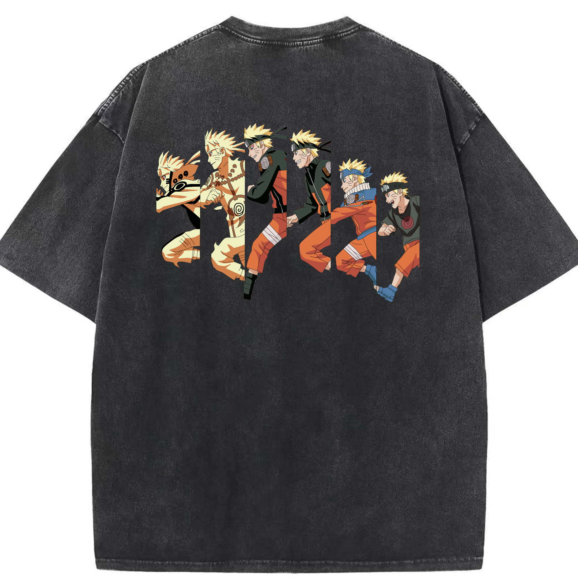 （画像用） NARUTO -ナルト- うずまき ナルト Uzumaki Naruto 綿100% ヴィンテージ風 半袖Tシャツ（背面プリント）