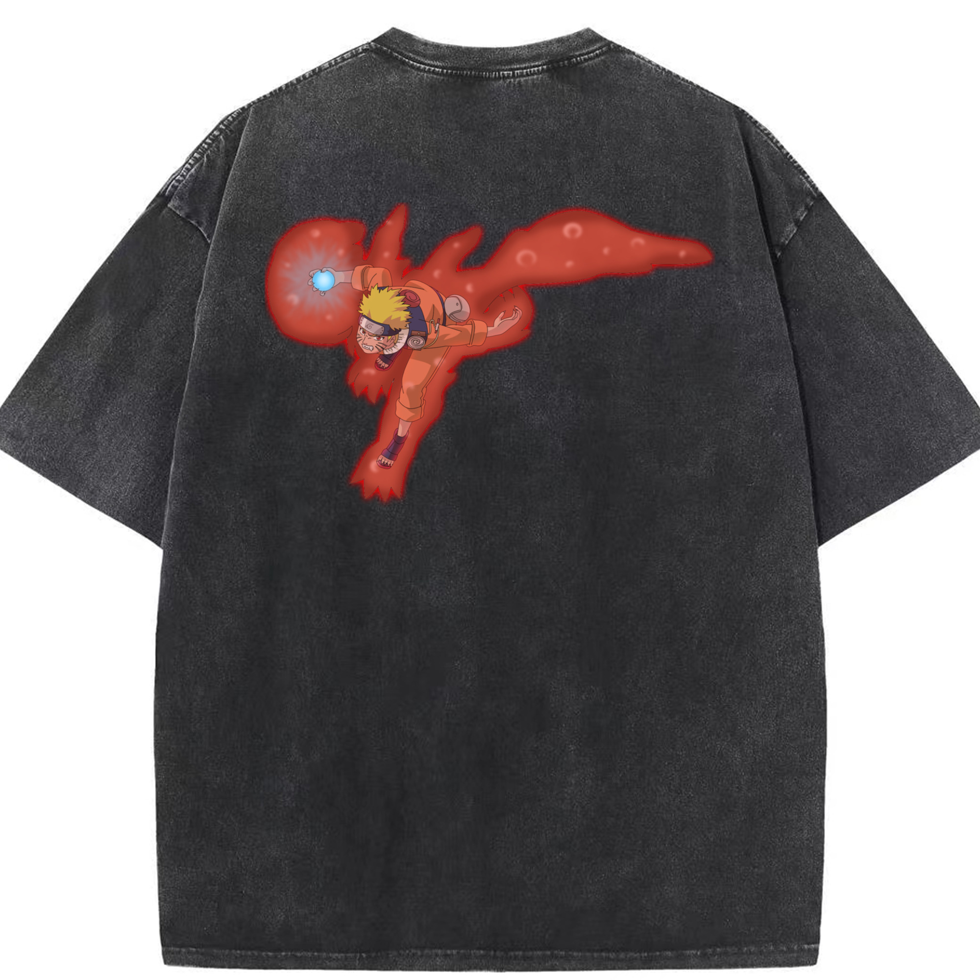 （画像用） NARUTO -ナルト- うずまき ナルト Uzumaki Naruto 綿100% ヴィンテージ風 半袖Tシャツ（背面プリント）
