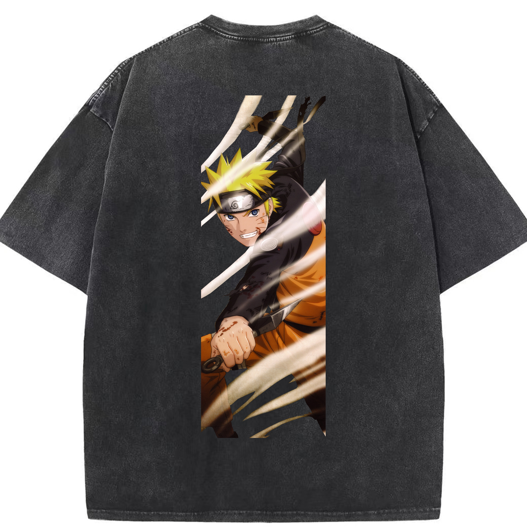 （画像用） NARUTO -ナルト- うずまき ナルト Uzumaki Naruto 綿100% ヴィンテージ風 半袖Tシャツ（背面プリント）
