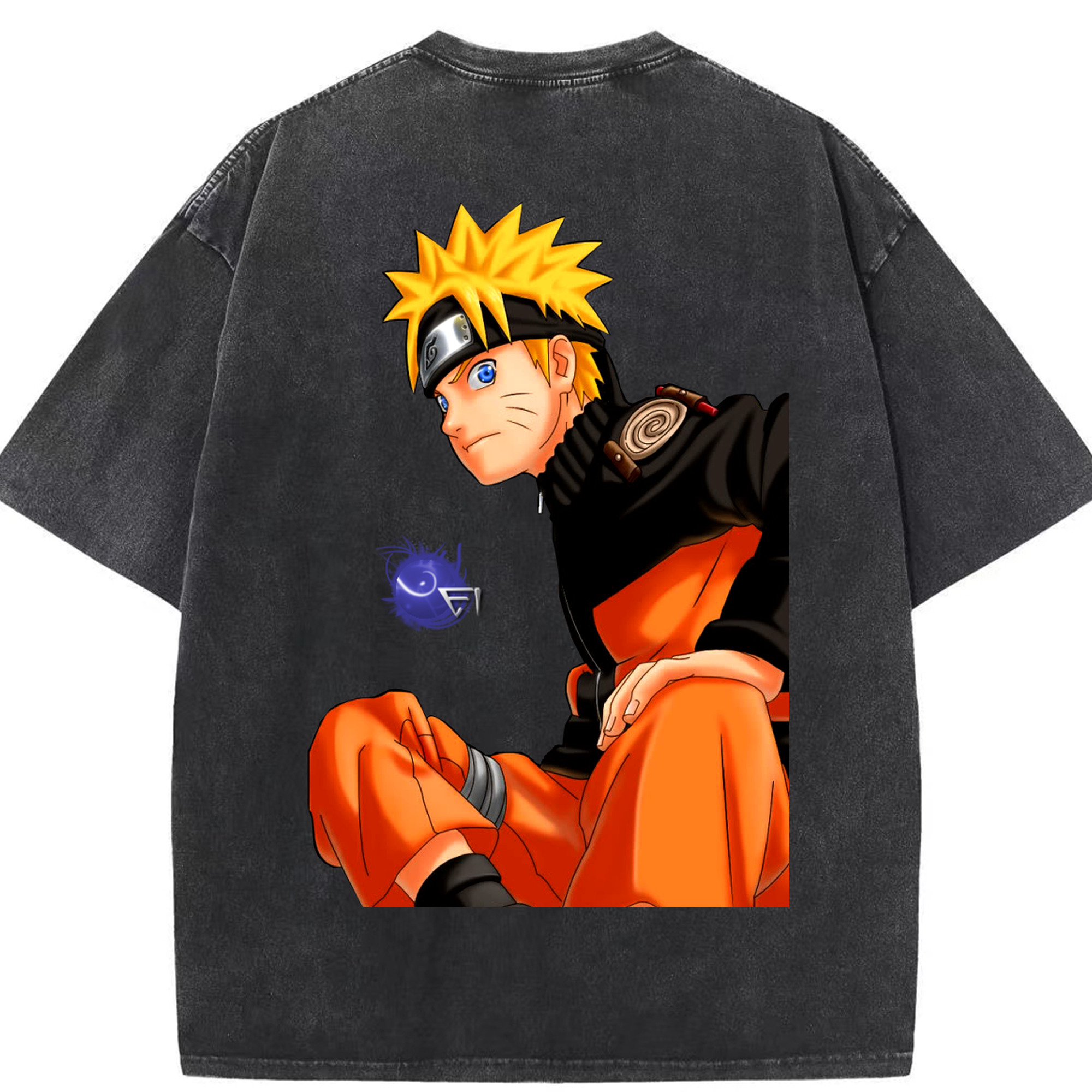（画像用） NARUTO -ナルト- うずまき ナルト Uzumaki Naruto 綿100% ヴィンテージ風 半袖Tシャツ（背面プリント）
