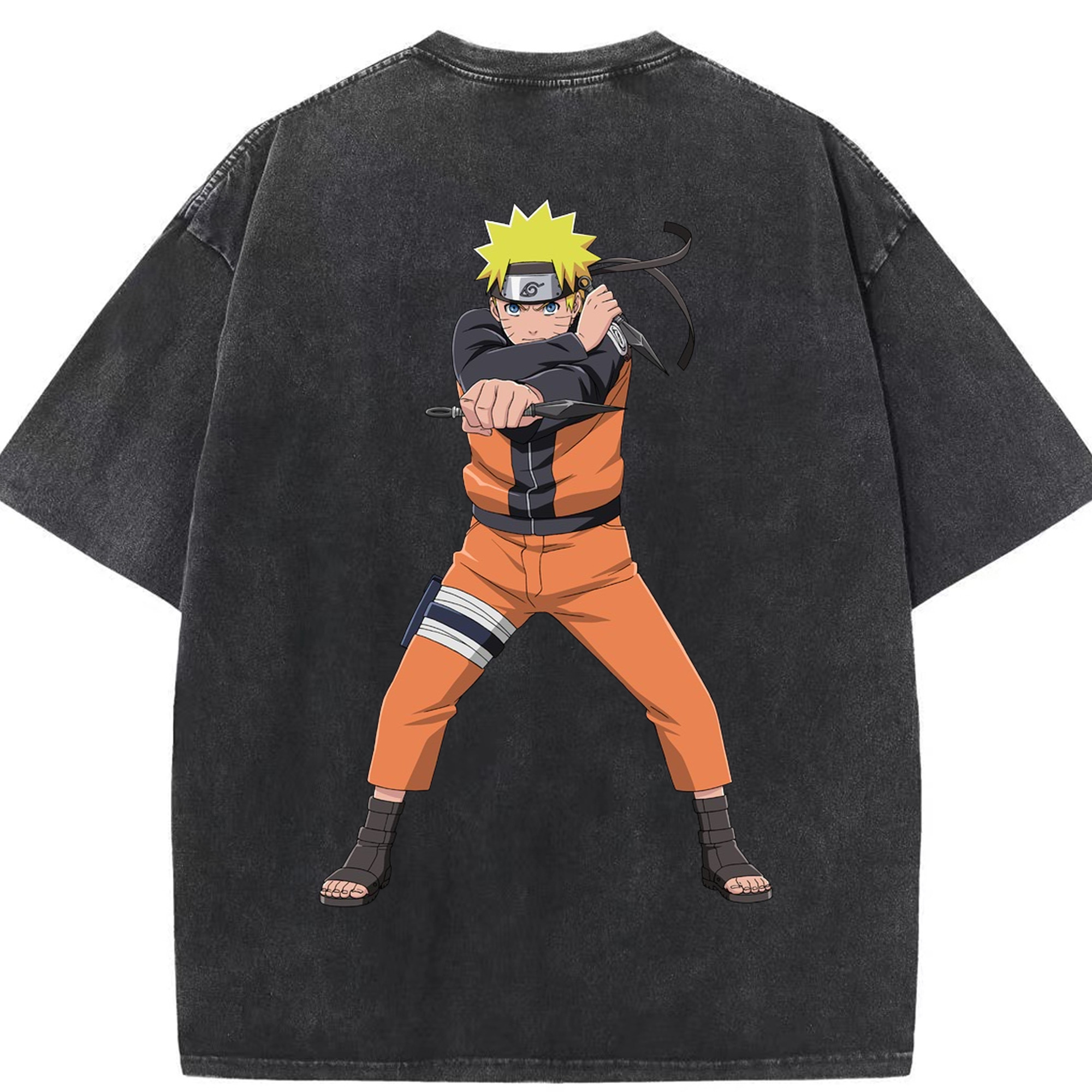 （画像用） NARUTO -ナルト- うずまき ナルト Uzumaki Naruto 綿100% ヴィンテージ風 半袖Tシャツ（背面プリント）