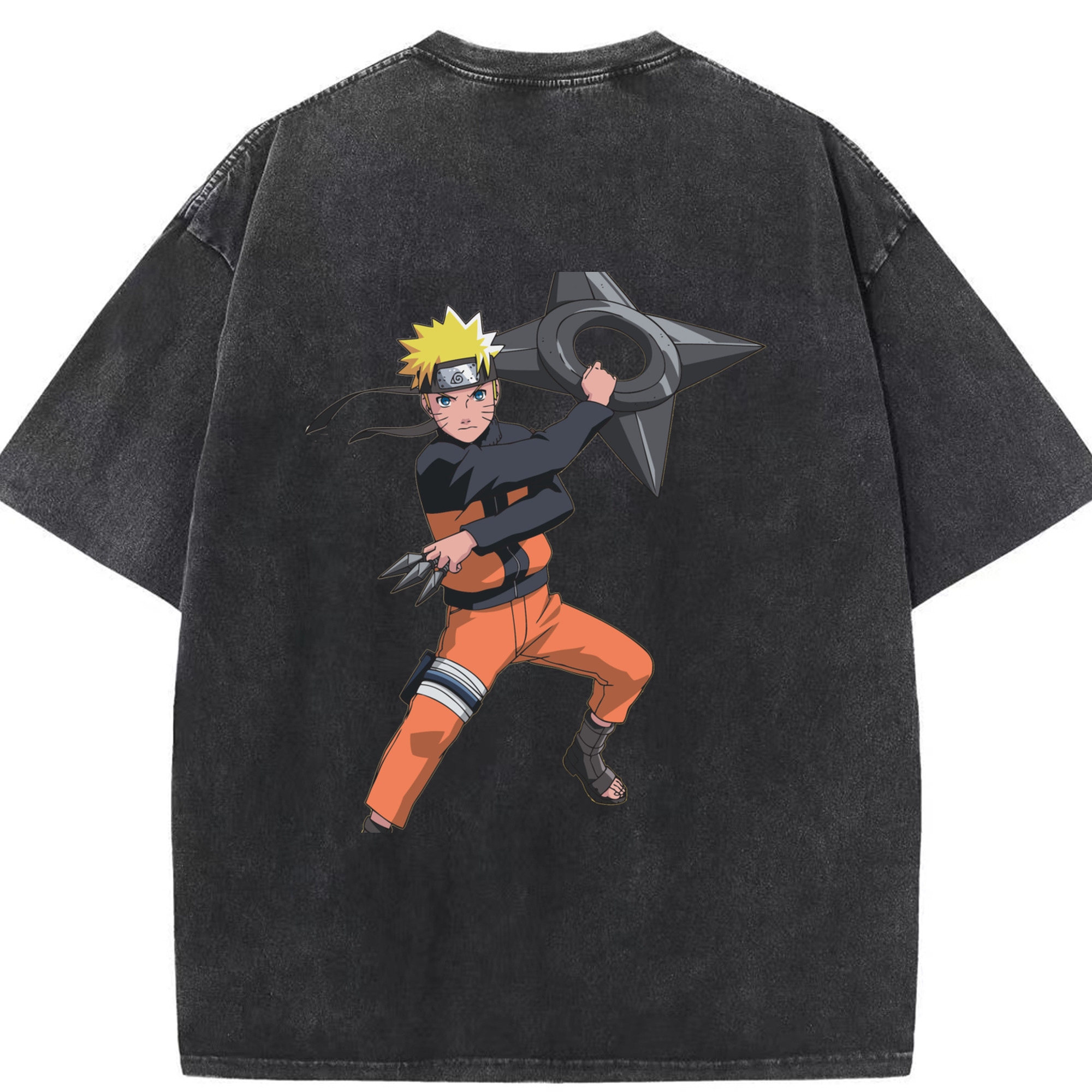 （画像用） NARUTO -ナルト- うずまき ナルト Uzumaki Naruto 綿100% ヴィンテージ風 半袖Tシャツ（背面プリント）
