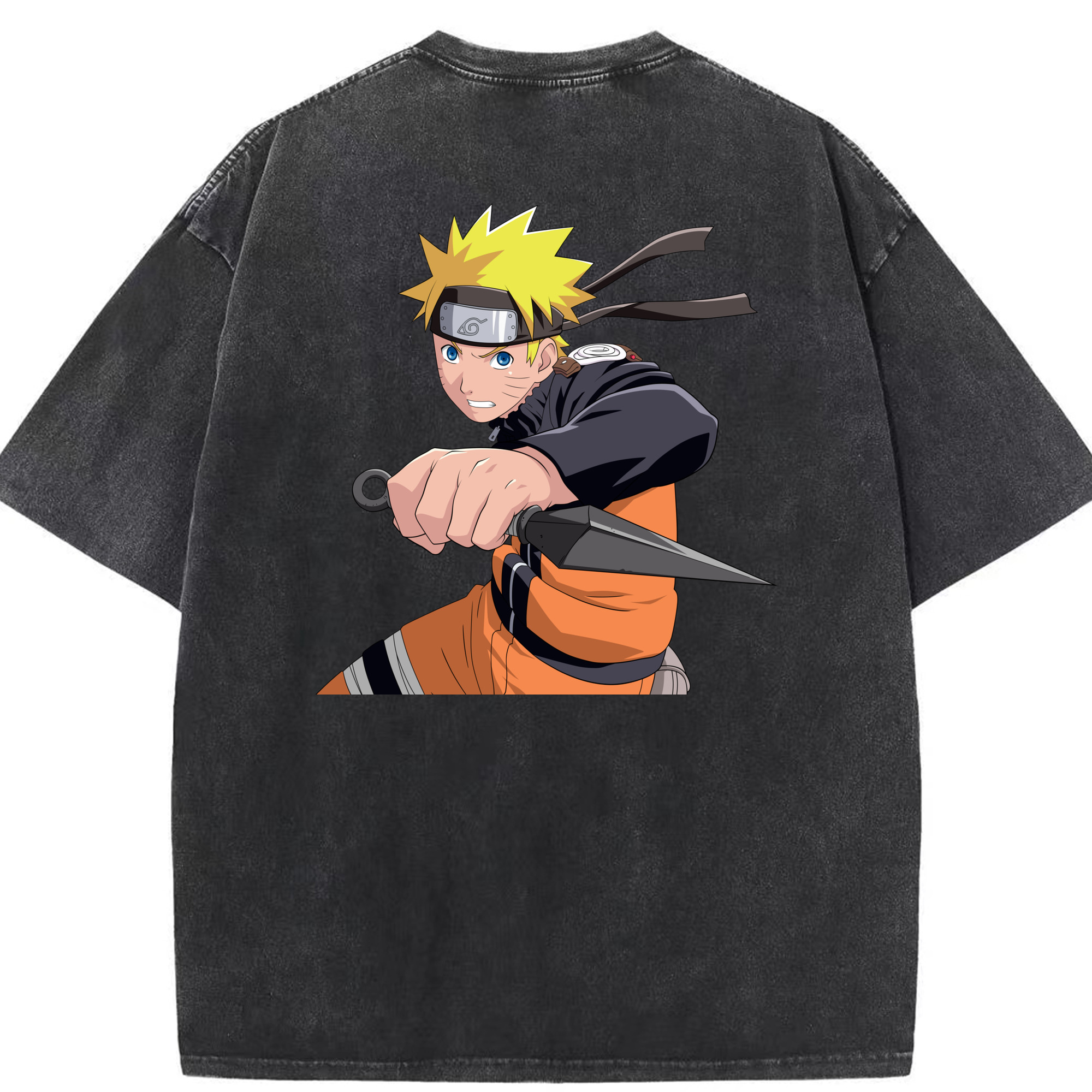 （画像用） NARUTO -ナルト- うずまき ナルト Uzumaki Naruto 綿100% ヴィンテージ風 半袖Tシャツ（背面プリント）