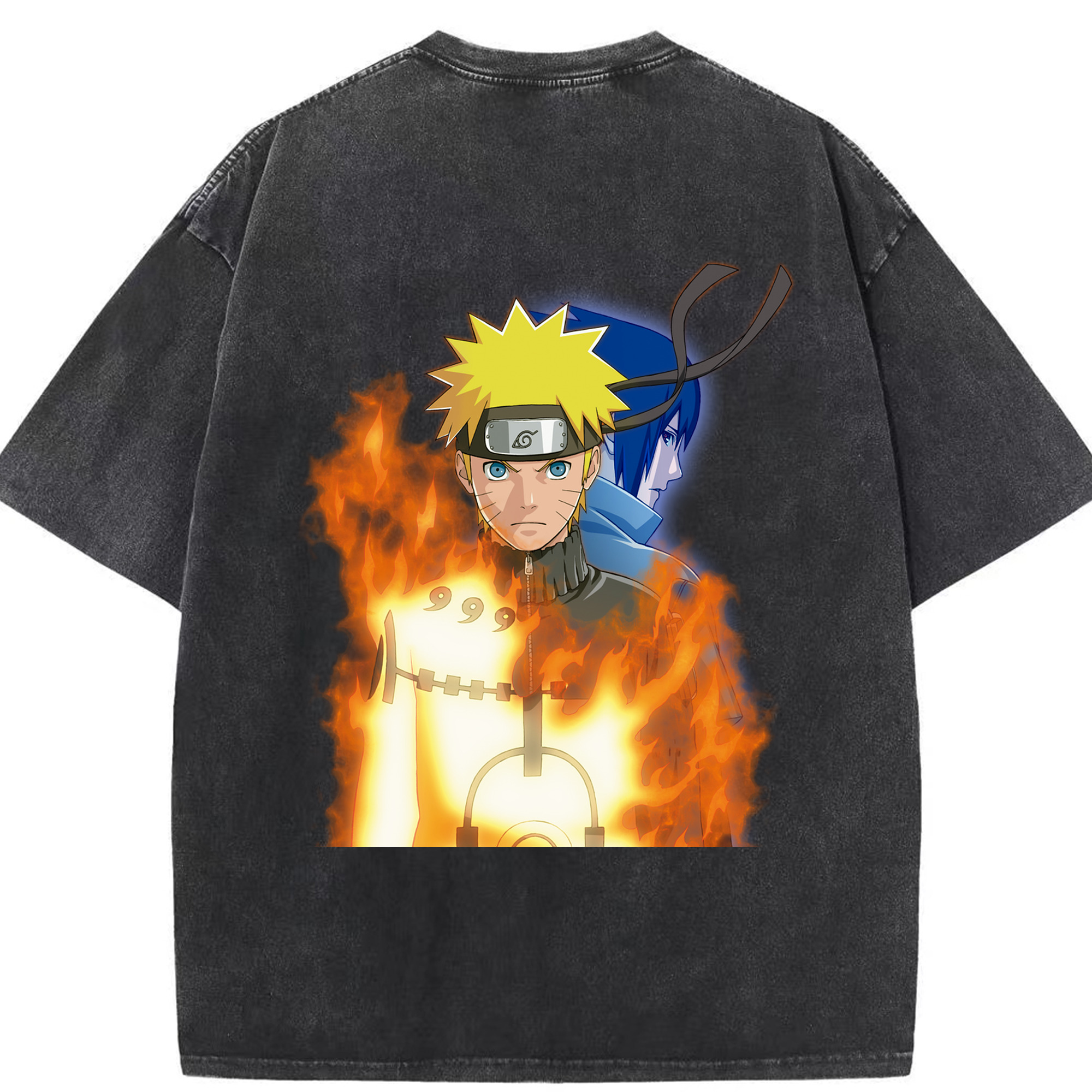 （画像用） NARUTO -ナルト- うずまき ナルト Uzumaki Naruto 綿100% ヴィンテージ風 半袖Tシャツ（背面プリント）