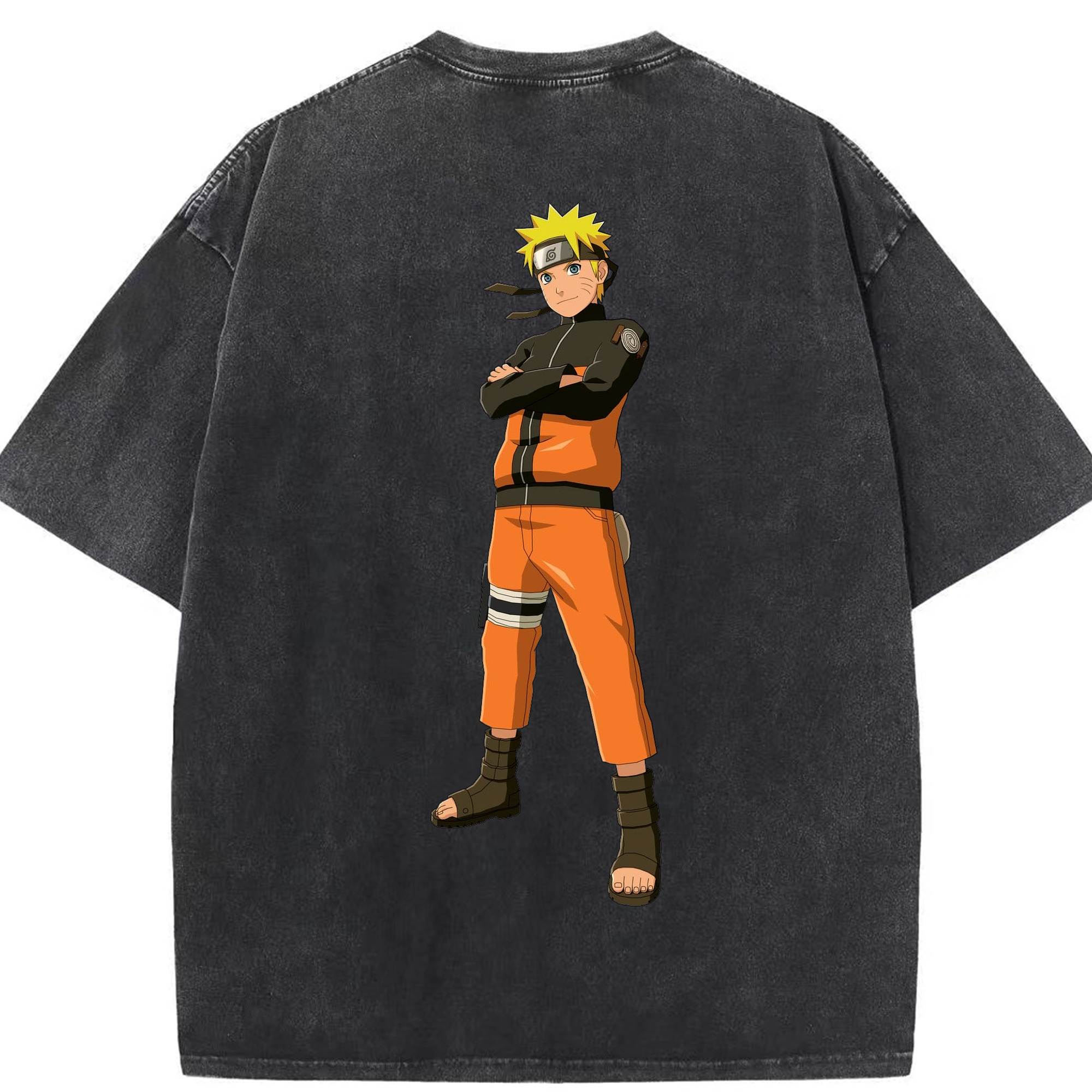 （画像用） NARUTO -ナルト- うずまき ナルト Uzumaki Naruto 綿100% ヴィンテージ風 半袖Tシャツ（背面プリント）