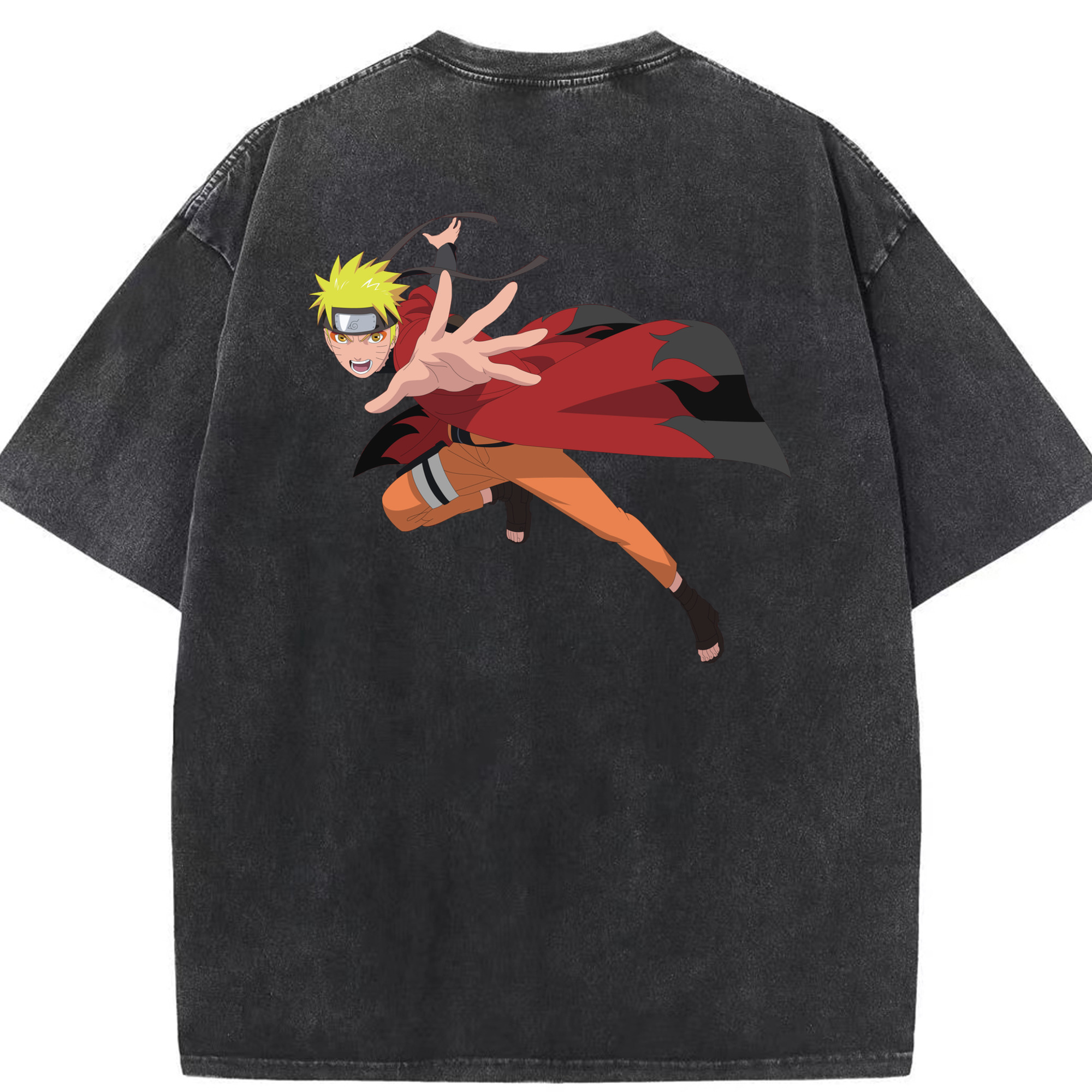 （画像用） NARUTO -ナルト- うずまき ナルト Uzumaki Naruto 綿100% ヴィンテージ風 半袖Tシャツ（背面プリント）
