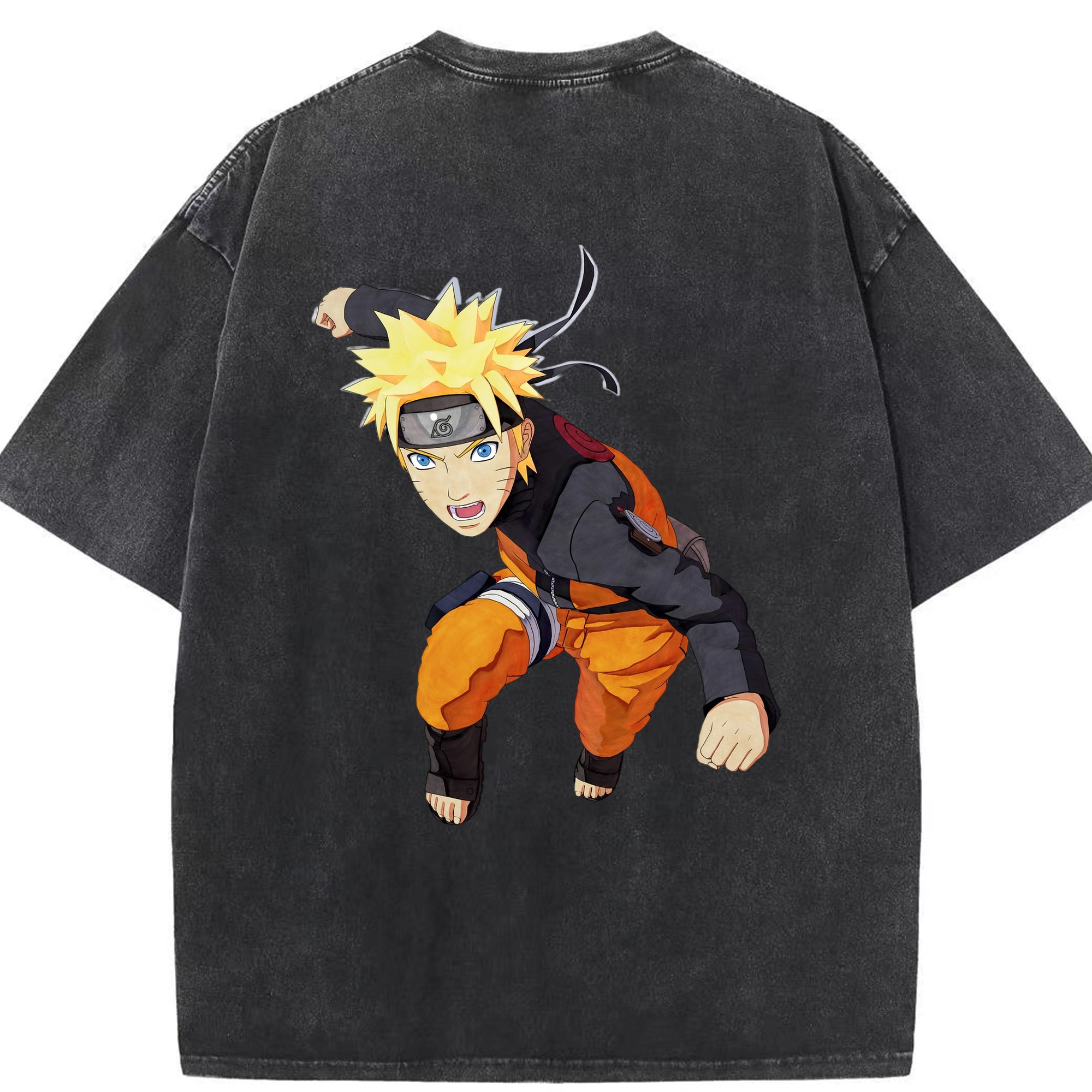 （画像用） NARUTO -ナルト- うずまき ナルト Uzumaki Naruto 綿100% ヴィンテージ風 半袖Tシャツ（背面プリント）