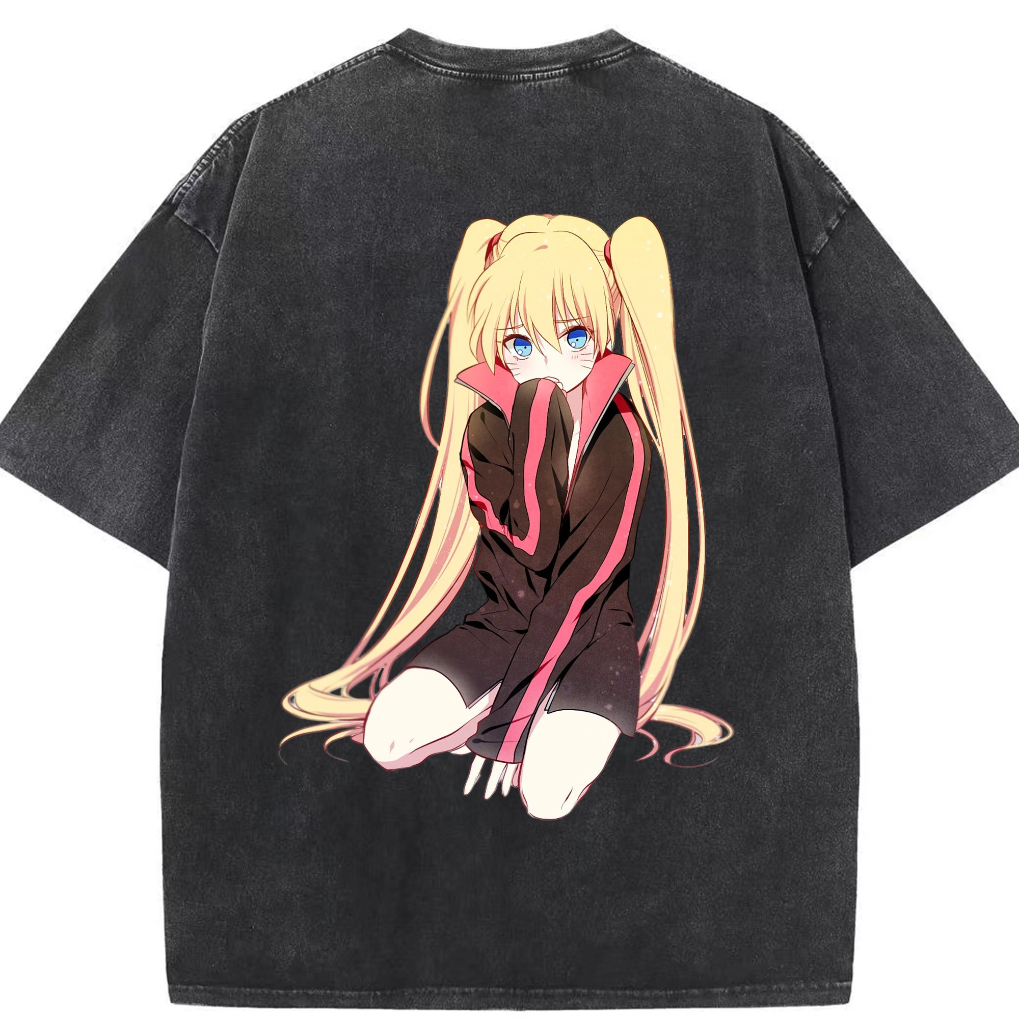 （画像用） NARUTO -ナルト- うずまき ナルト Uzumaki Naruto 綿100% ヴィンテージ風 半袖Tシャツ（背面プリント）