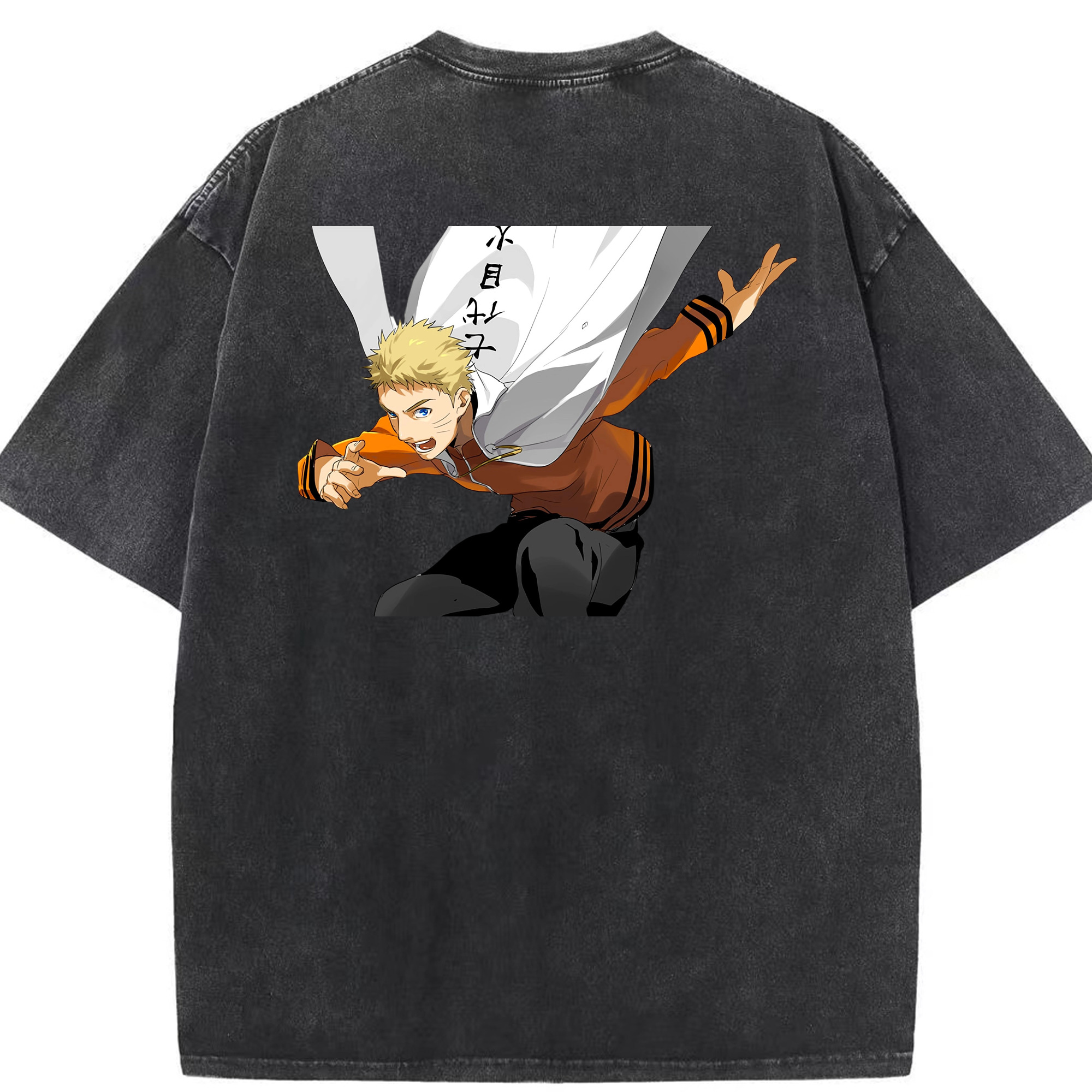 （画像用） NARUTO -ナルト- うずまき ナルト Uzumaki Naruto 綿100% ヴィンテージ風 半袖Tシャツ（背面プリント）