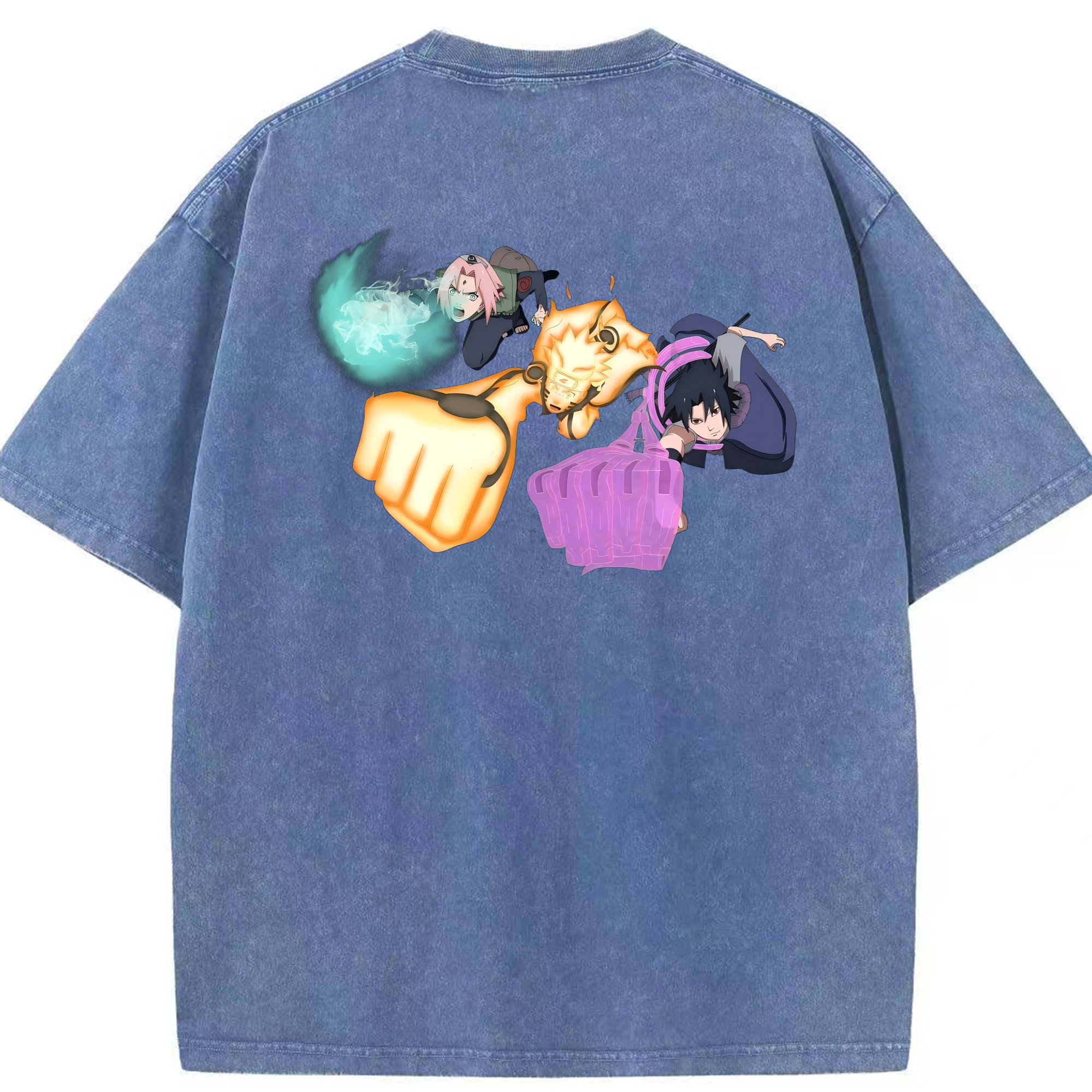 （画像用） NARUTO -ナルト- うずまき ナルト Uzumaki Naruto 綿100% ヴィンテージ風 半袖Tシャツ（背面プリント）
