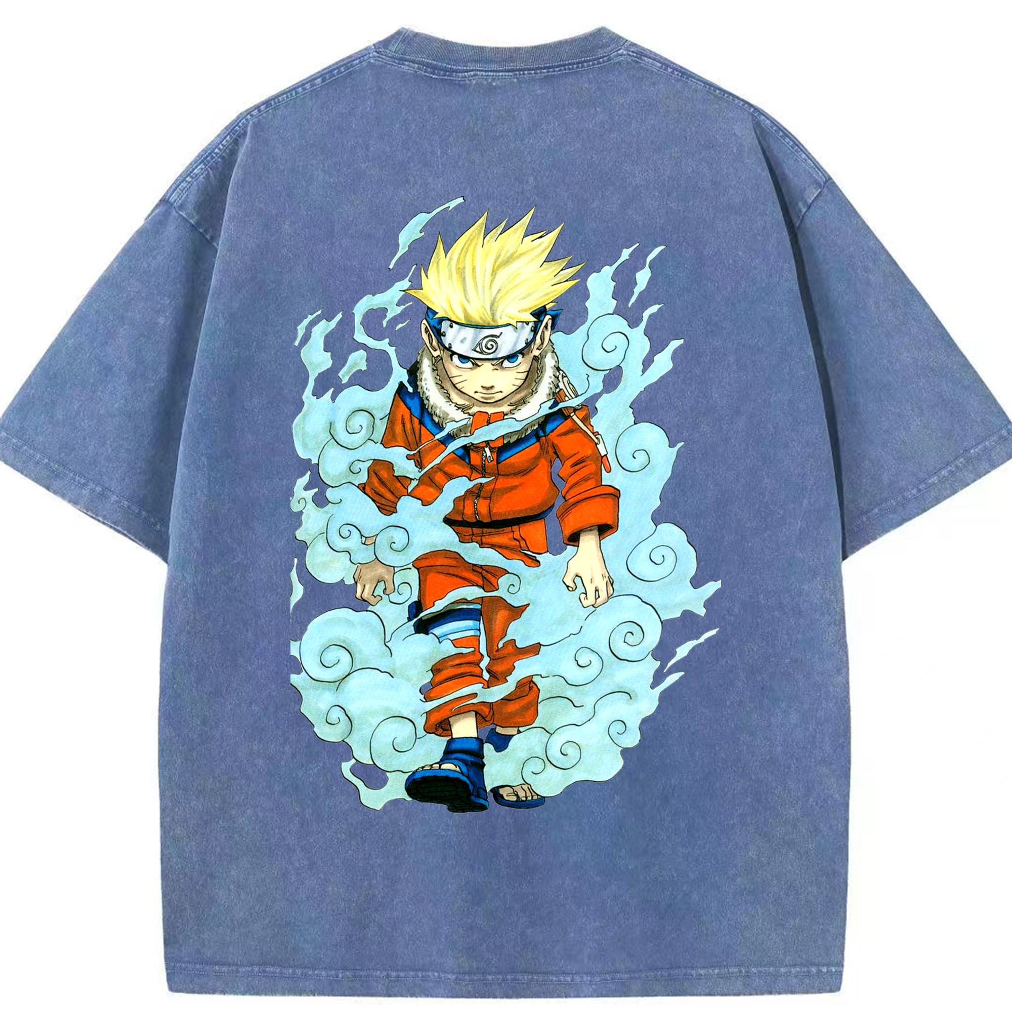 （画像用） NARUTO -ナルト- うずまき ナルト Uzumaki Naruto 綿100% ヴィンテージ風 半袖Tシャツ（背面プリント）