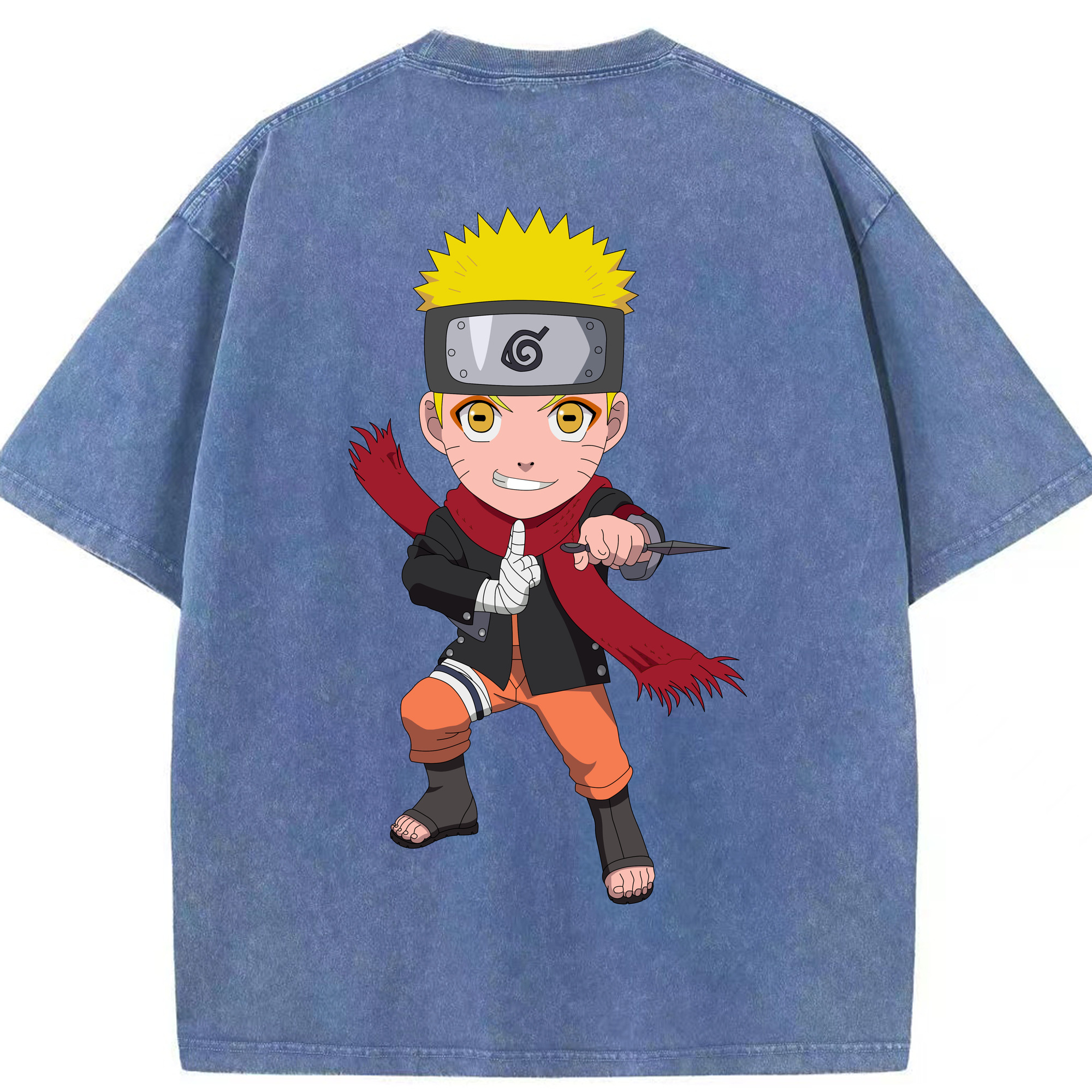 （画像用） NARUTO -ナルト- うずまき ナルト Uzumaki Naruto 綿100% ヴィンテージ風 半袖Tシャツ（背面プリント）