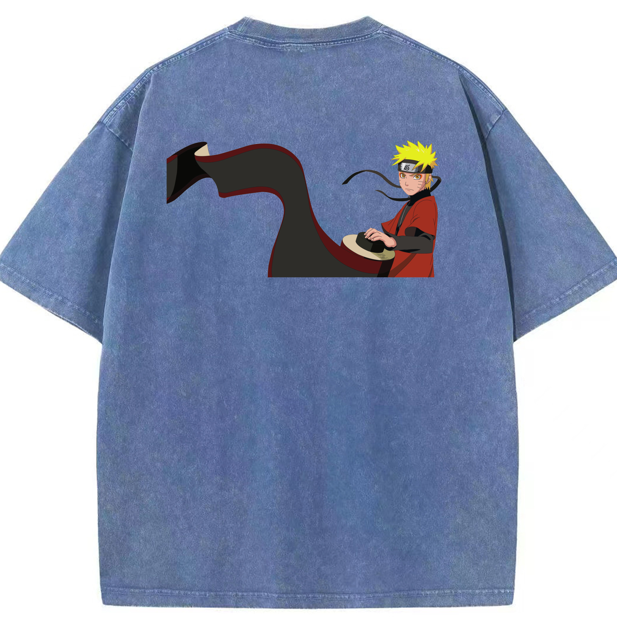 （画像用） NARUTO -ナルト- うずまき ナルト Uzumaki Naruto 綿100% ヴィンテージ風 半袖Tシャツ（背面プリント）