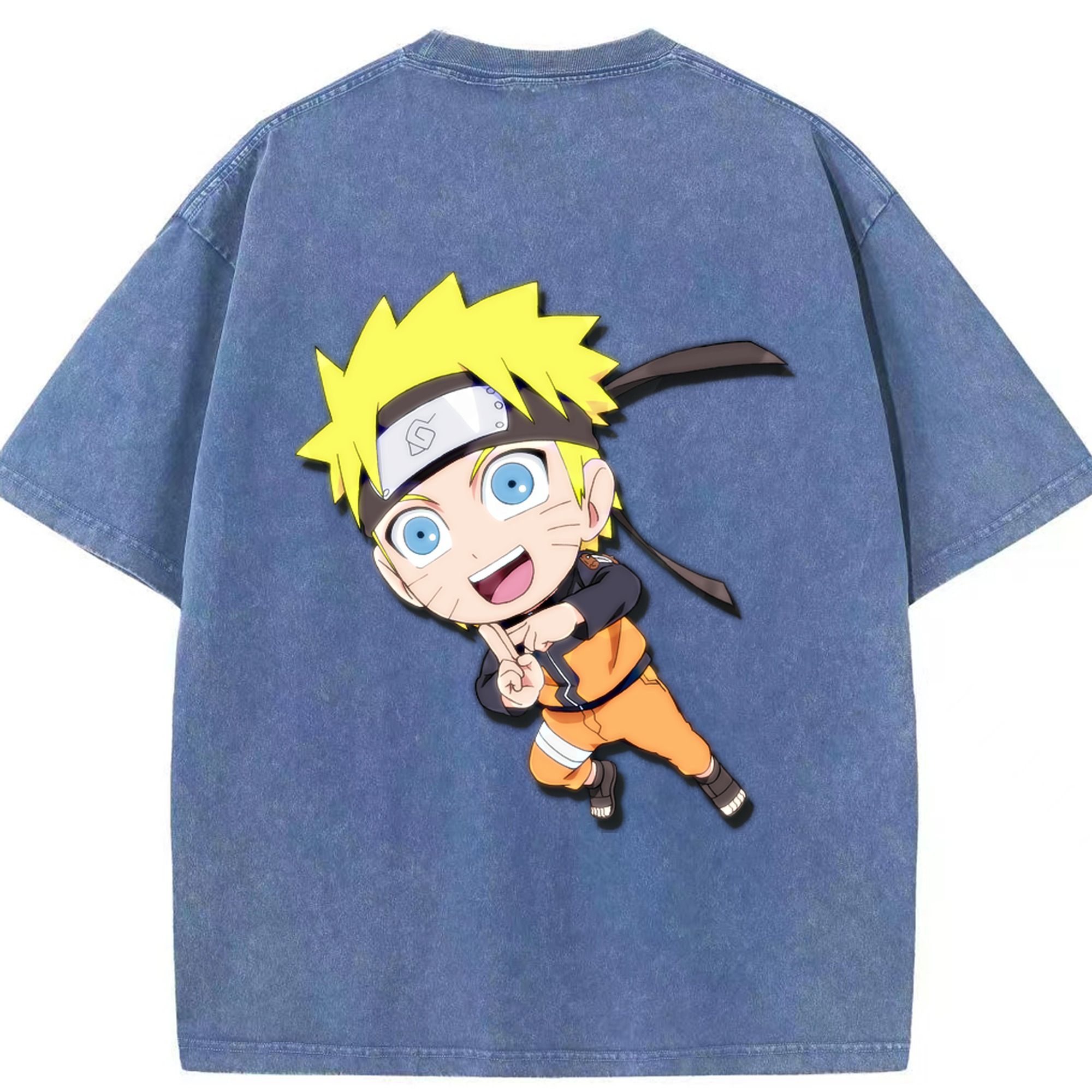 （画像用） NARUTO -ナルト- うずまき ナルト Uzumaki Naruto 綿100% ヴィンテージ風 半袖Tシャツ（背面プリント）