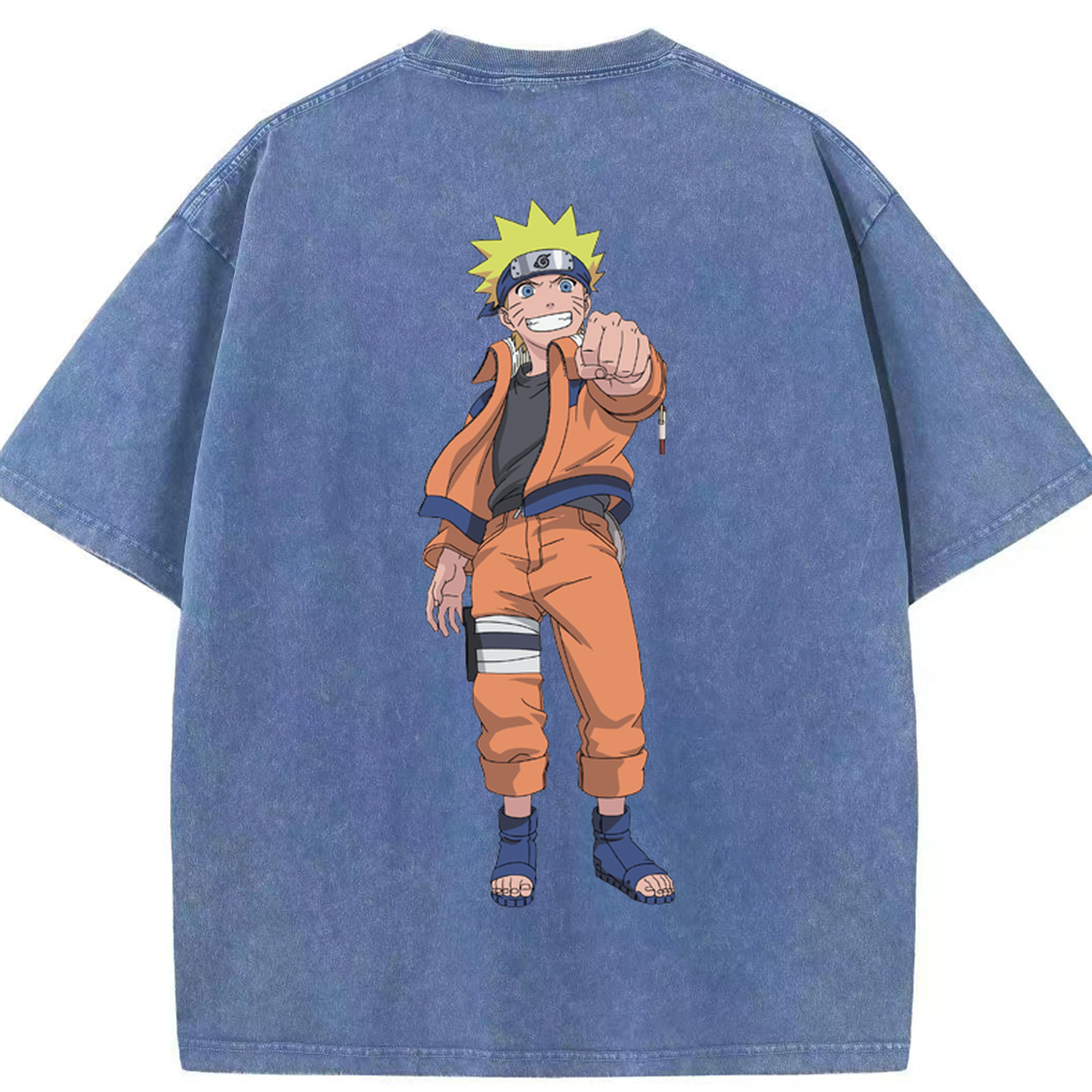 （画像用） NARUTO -ナルト- うずまき ナルト Uzumaki Naruto 綿100% ヴィンテージ風 半袖Tシャツ（背面プリント）