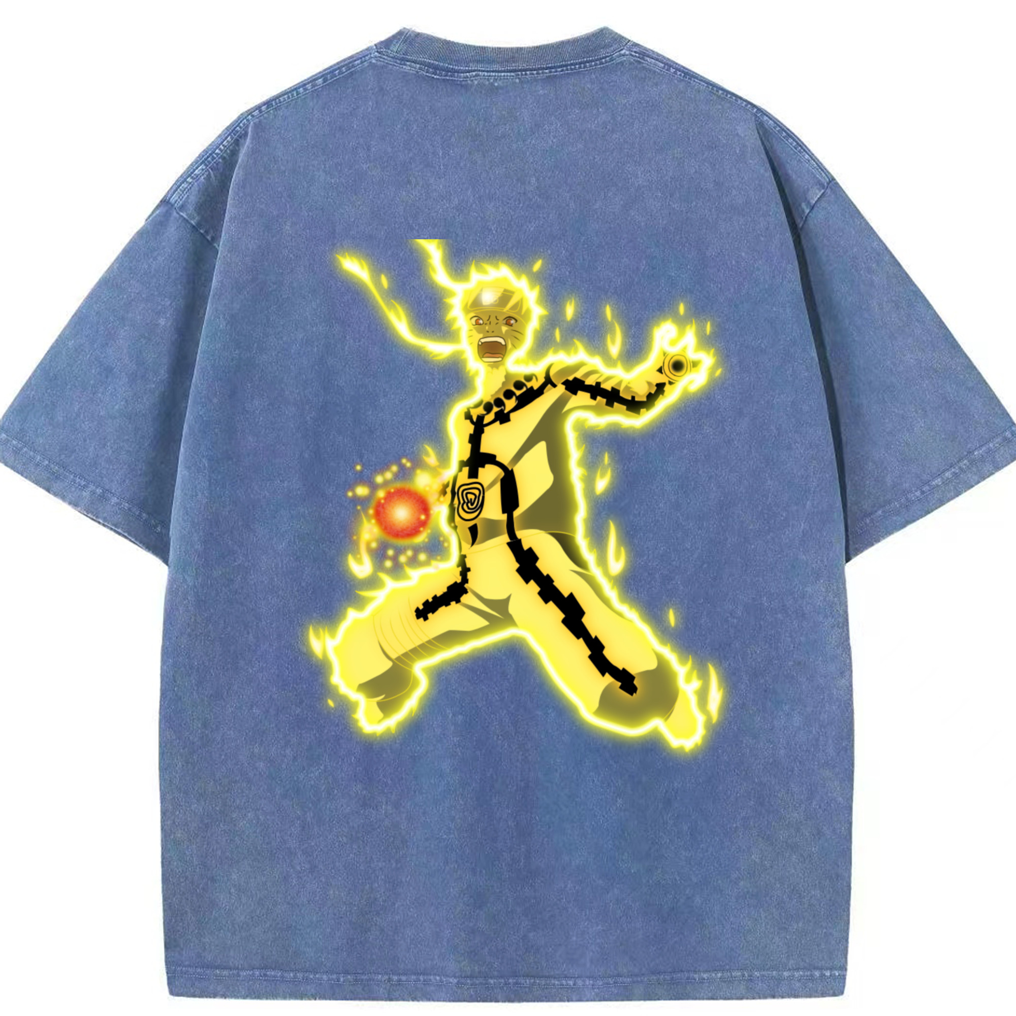 （画像用） NARUTO -ナルト- うずまき ナルト Uzumaki Naruto 綿100% ヴィンテージ風 半袖Tシャツ（背面プリント）