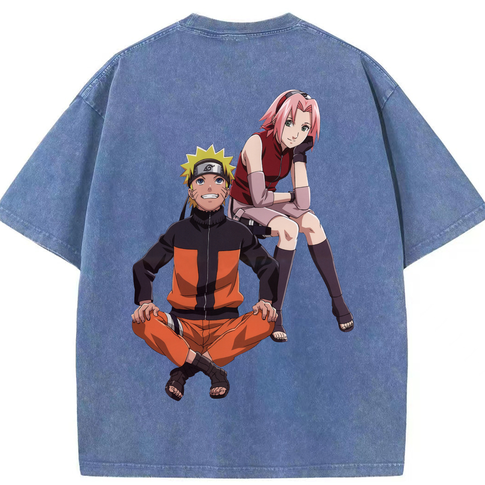 （画像用） NARUTO -ナルト- うずまき ナルト Uzumaki Naruto 綿100% ヴィンテージ風 半袖Tシャツ（背面プリント）