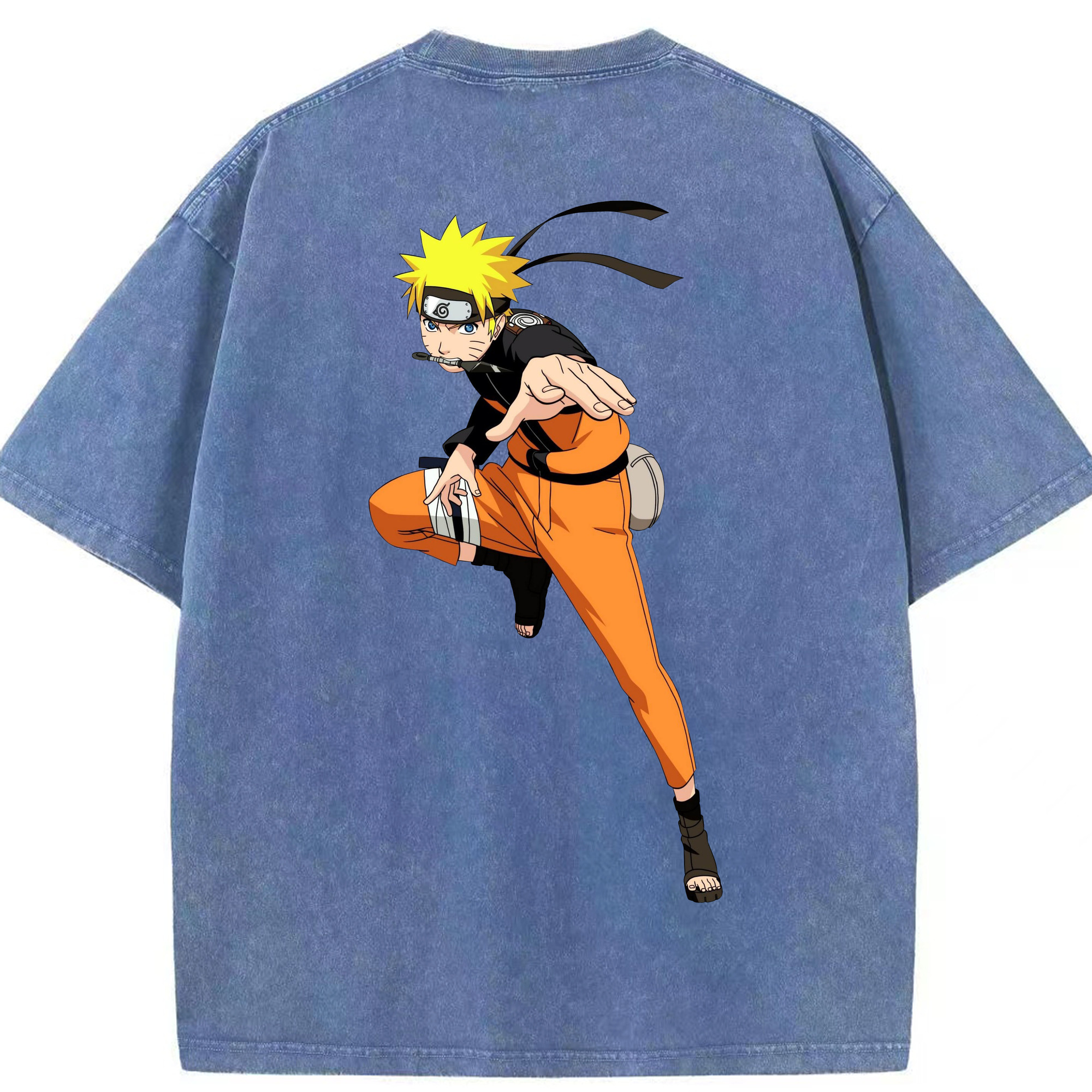 （画像用） NARUTO -ナルト- うずまき ナルト Uzumaki Naruto 綿100% ヴィンテージ風 半袖Tシャツ（背面プリント）