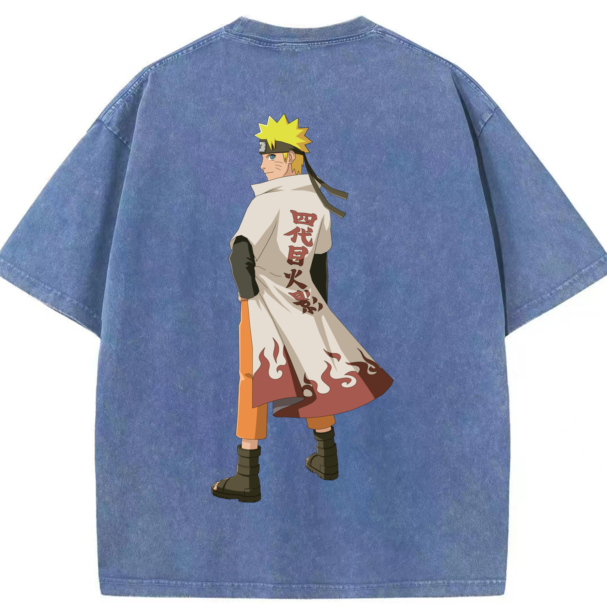 （画像用） NARUTO -ナルト- うずまき ナルト Uzumaki Naruto 綿100% ヴィンテージ風 半袖Tシャツ（背面プリント）