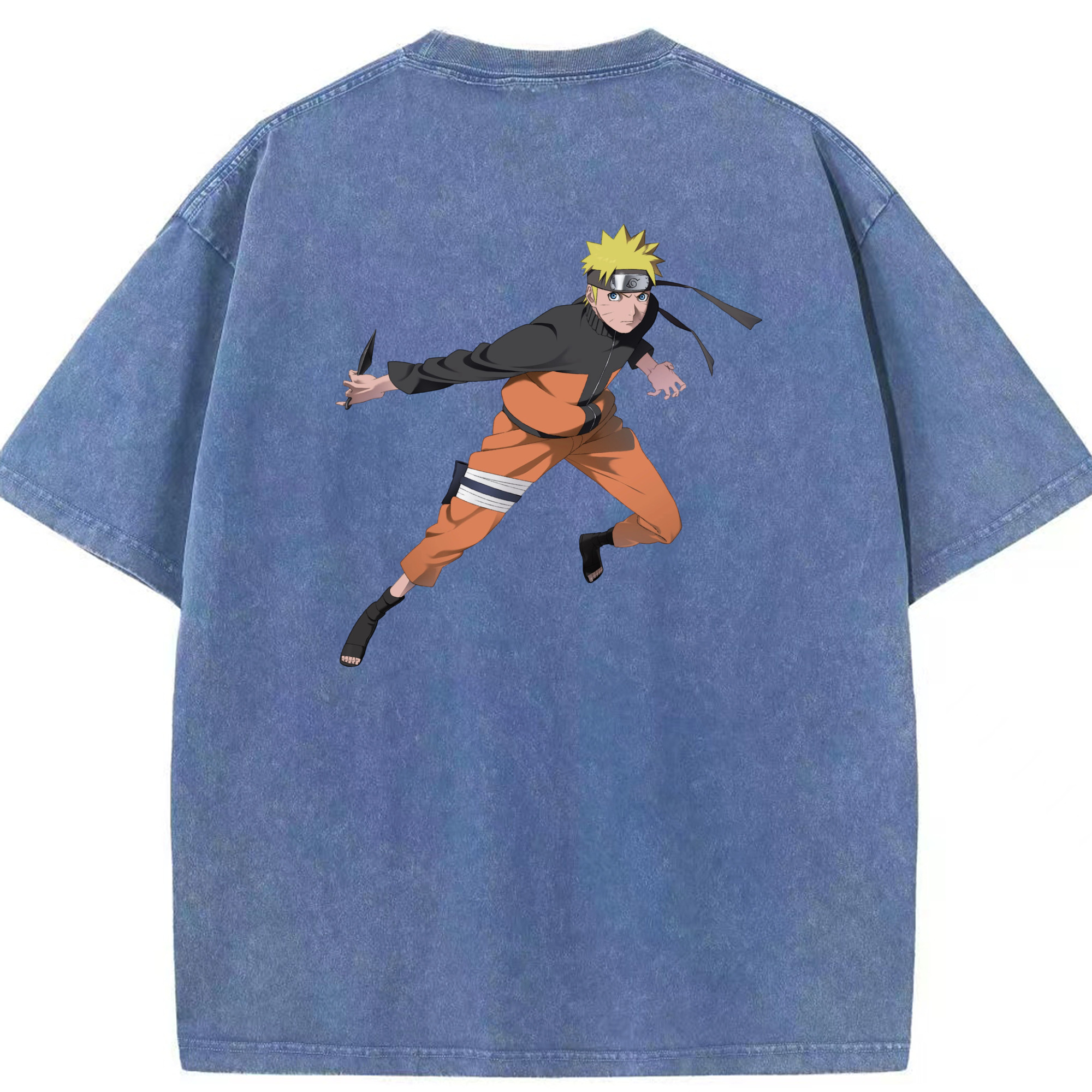 （画像用） NARUTO -ナルト- うずまき ナルト Uzumaki Naruto 綿100% ヴィンテージ風 半袖Tシャツ（背面プリント）