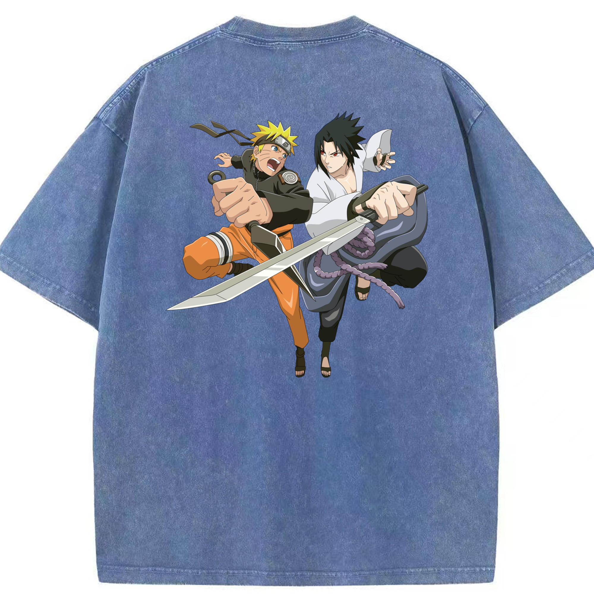 （画像用） NARUTO -ナルト- うずまき ナルト Uzumaki Naruto 綿100% ヴィンテージ風 半袖Tシャツ（背面プリント）