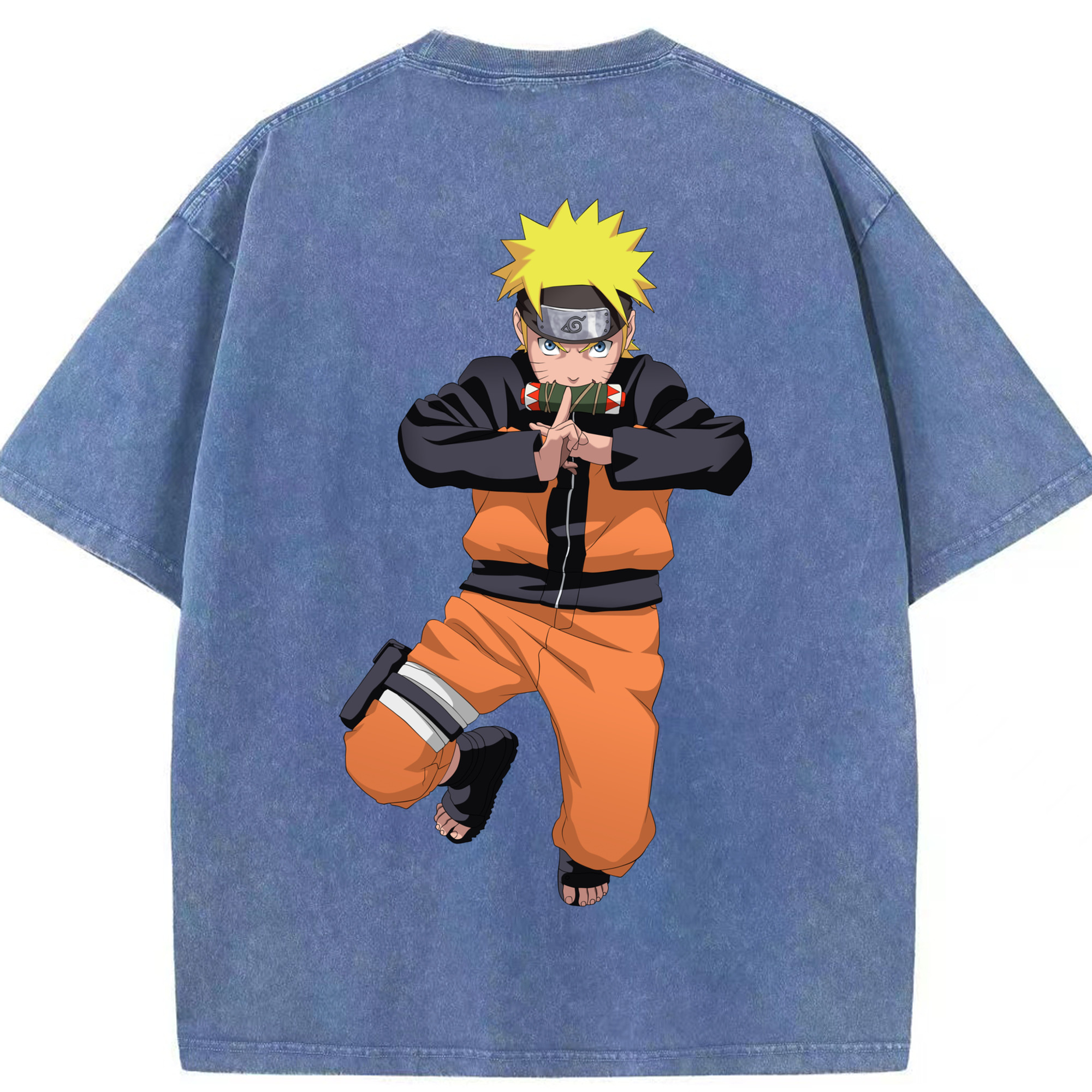 （画像用） NARUTO -ナルト- うずまき ナルト Uzumaki Naruto 綿100% ヴィンテージ風 半袖Tシャツ（背面プリント）
