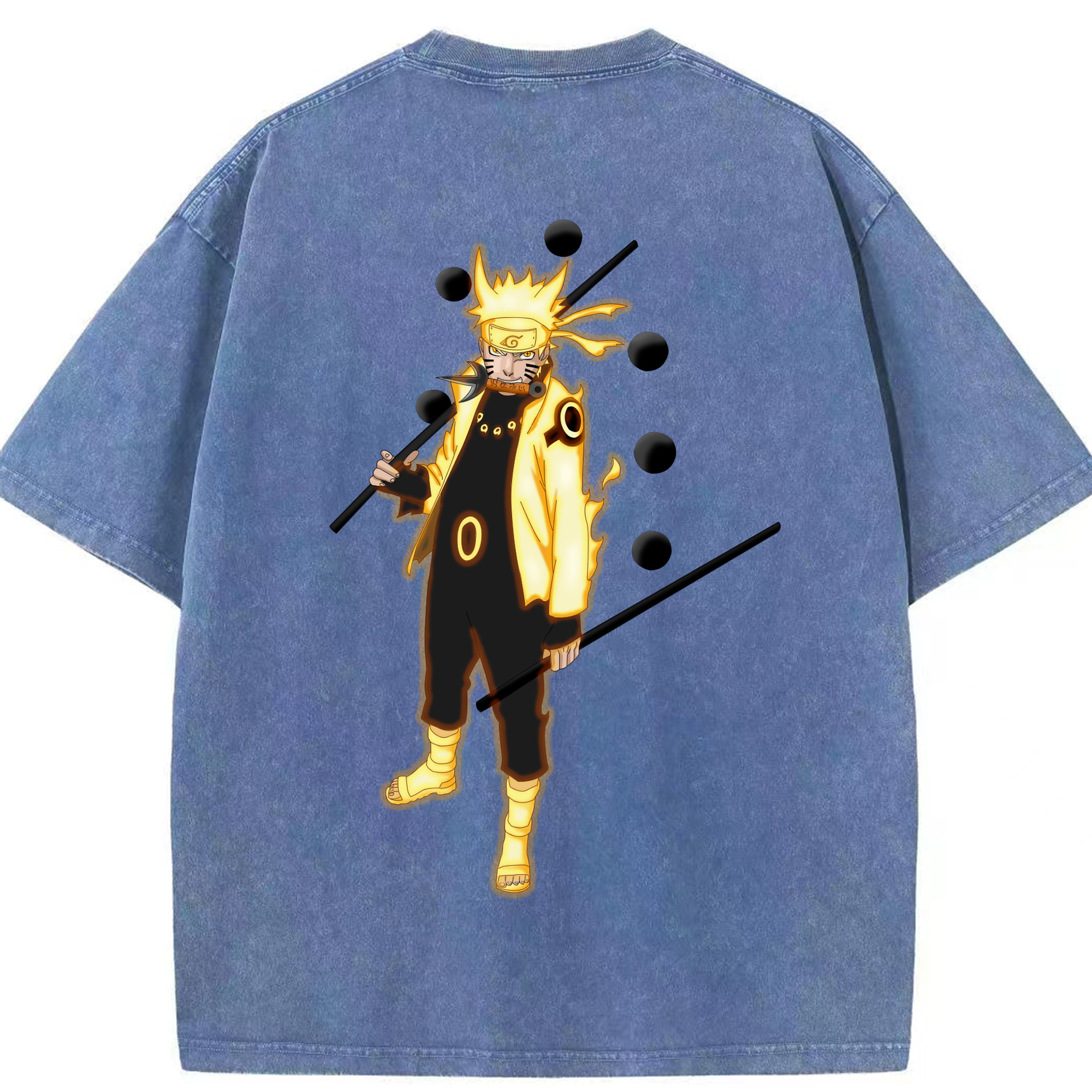 （画像用） NARUTO -ナルト- うずまき ナルト Uzumaki Naruto 綿100% ヴィンテージ風 半袖Tシャツ（背面プリント）