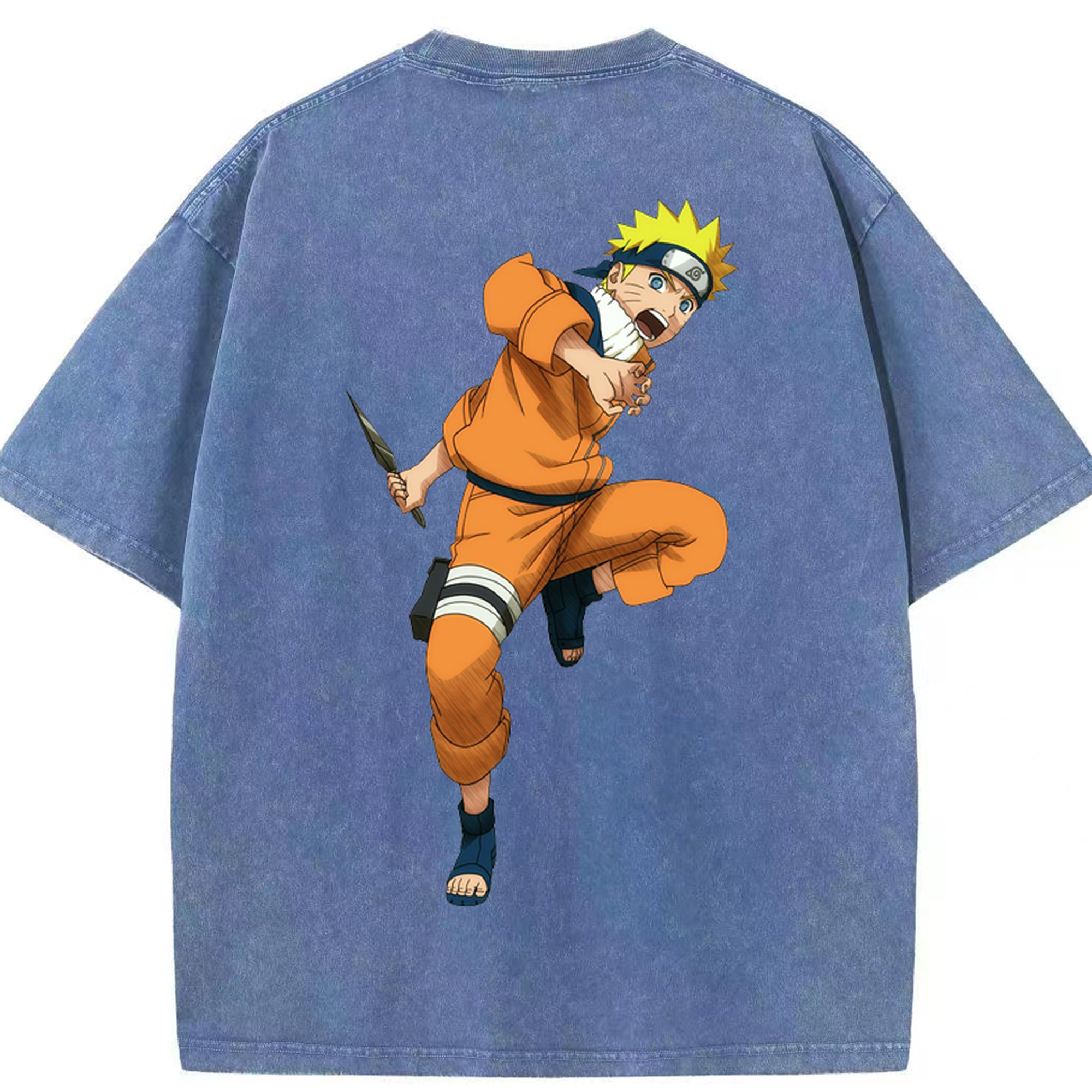 （画像用） NARUTO -ナルト- うずまき ナルト Uzumaki Naruto 綿100% ヴィンテージ風 半袖Tシャツ（背面プリント）