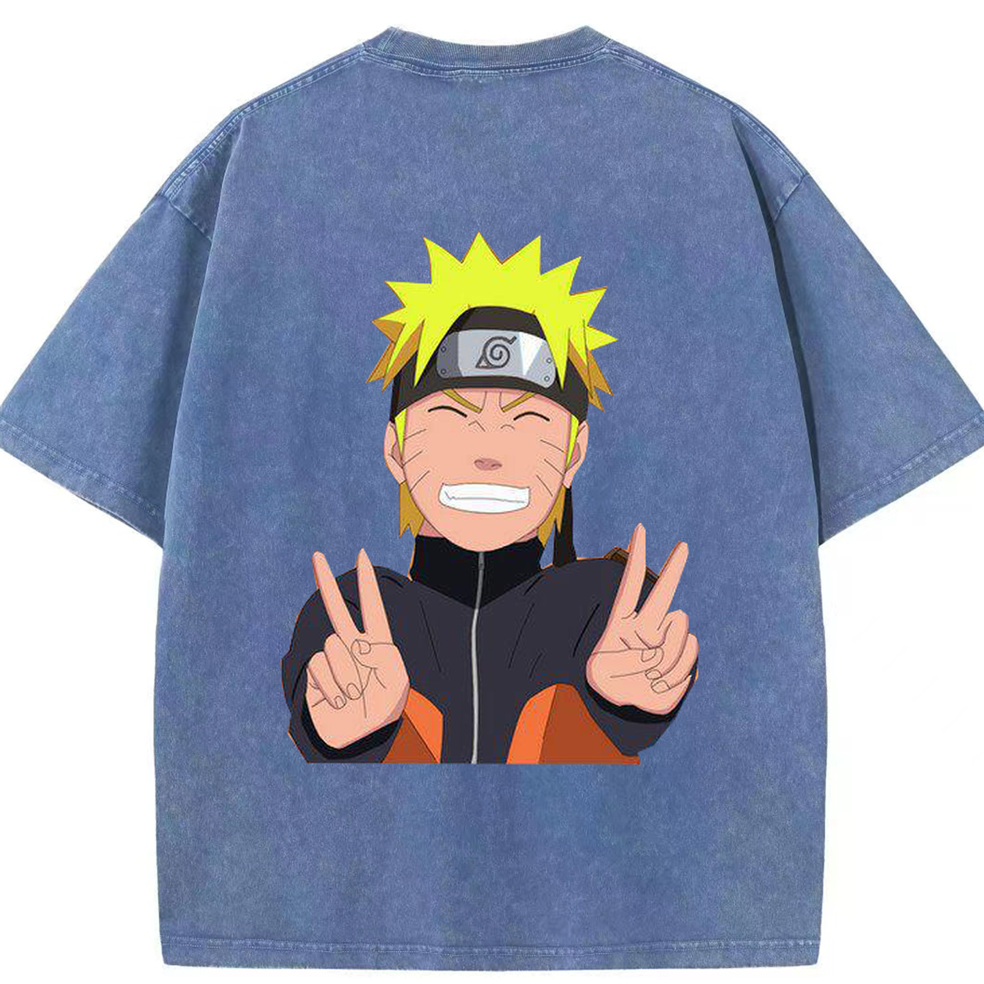 （画像用） NARUTO -ナルト- うずまき ナルト Uzumaki Naruto 綿100% ヴィンテージ風 半袖Tシャツ（背面プリント）