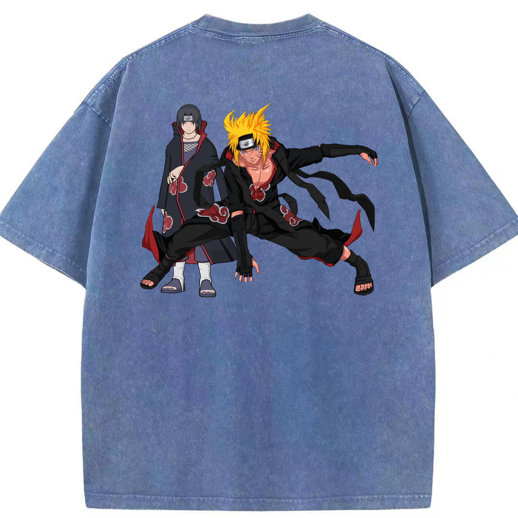 （画像用） NARUTO -ナルト- うずまき ナルト Uzumaki Naruto 綿100% ヴィンテージ風 半袖Tシャツ（背面プリント）