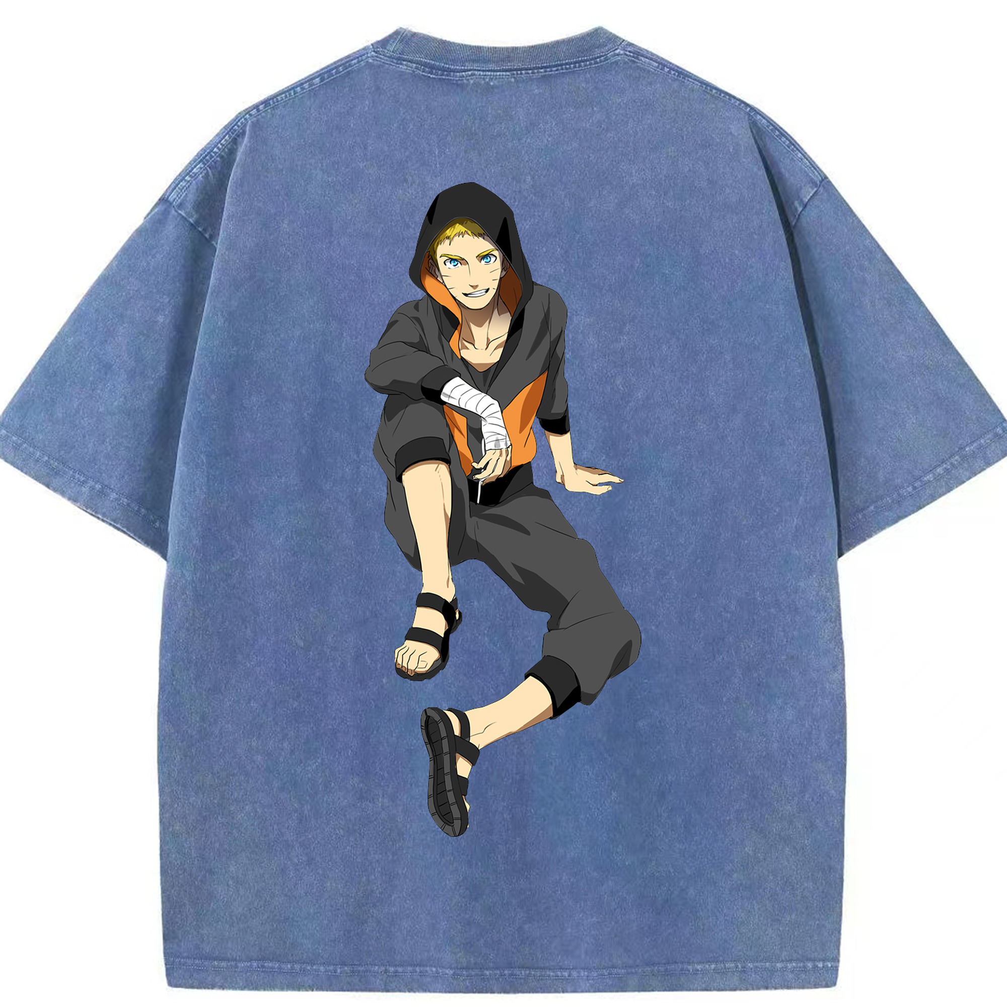 （画像用） NARUTO -ナルト- うずまき ナルト Uzumaki Naruto 綿100% ヴィンテージ風 半袖Tシャツ（背面プリント）
