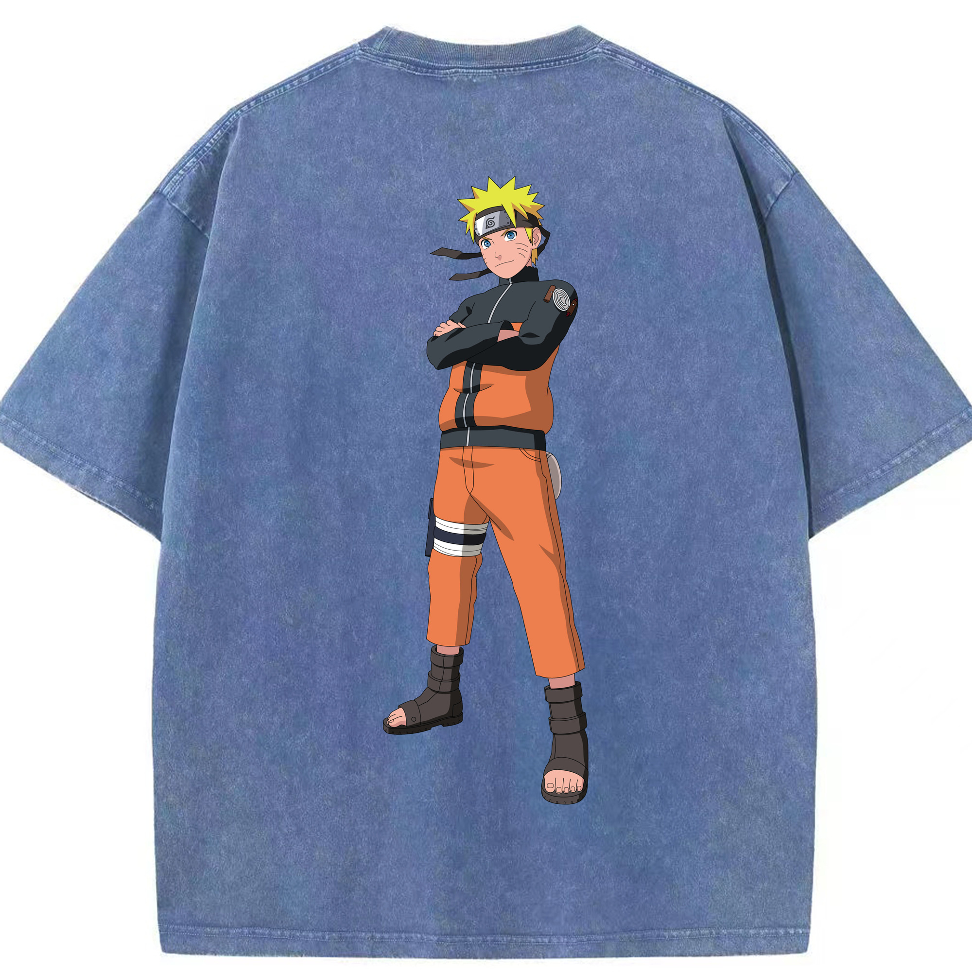 （画像用） NARUTO -ナルト- うずまき ナルト Uzumaki Naruto 綿100% ヴィンテージ風 半袖Tシャツ（背面プリント）