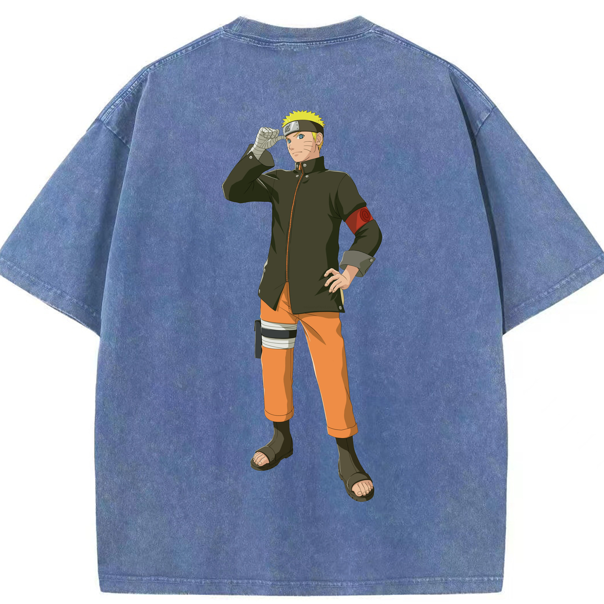 （画像用） NARUTO -ナルト- うずまき ナルト Uzumaki Naruto 綿100% ヴィンテージ風 半袖Tシャツ（背面プリント）