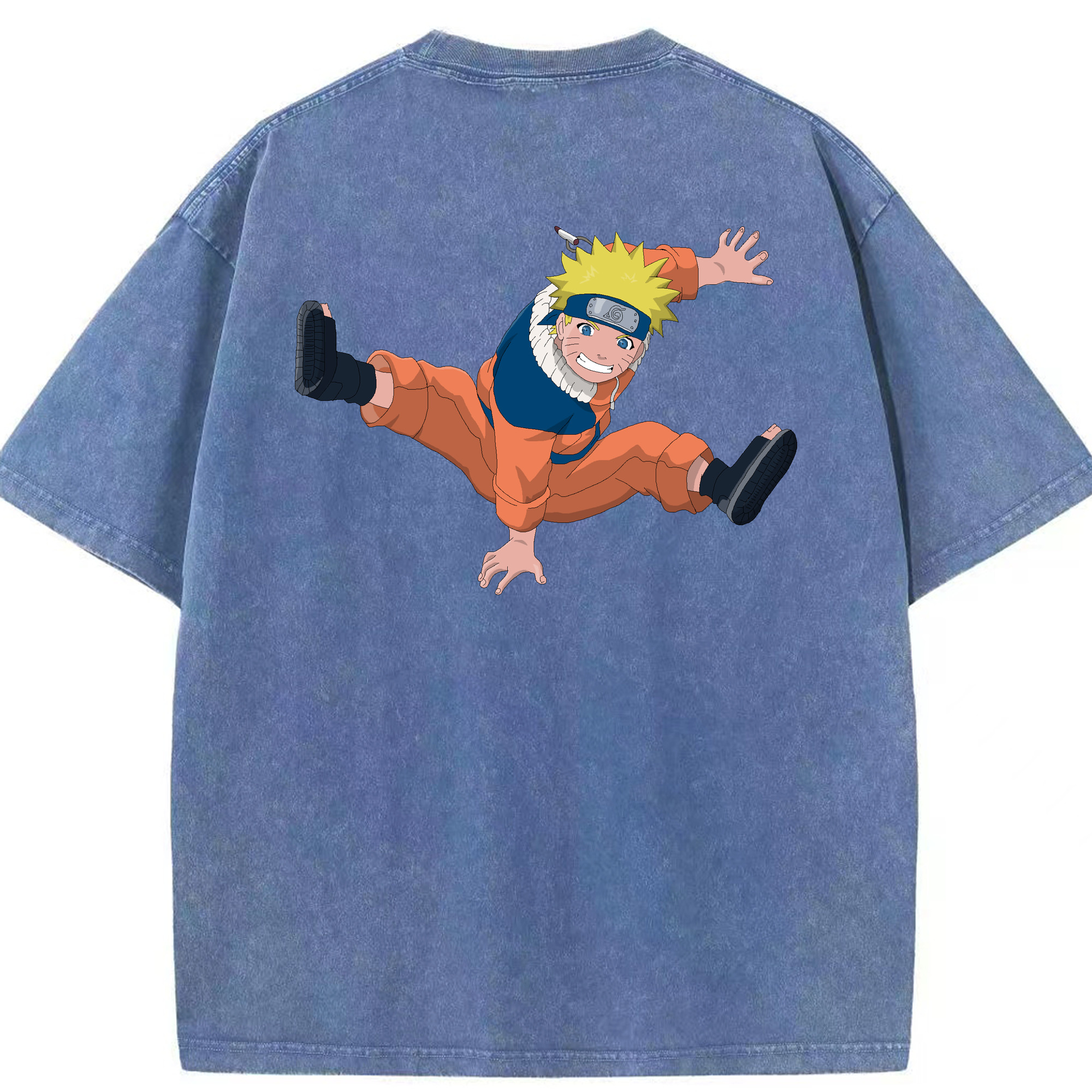 （画像用） NARUTO -ナルト- うずまき ナルト Uzumaki Naruto 綿100% ヴィンテージ風 半袖Tシャツ（背面プリント）