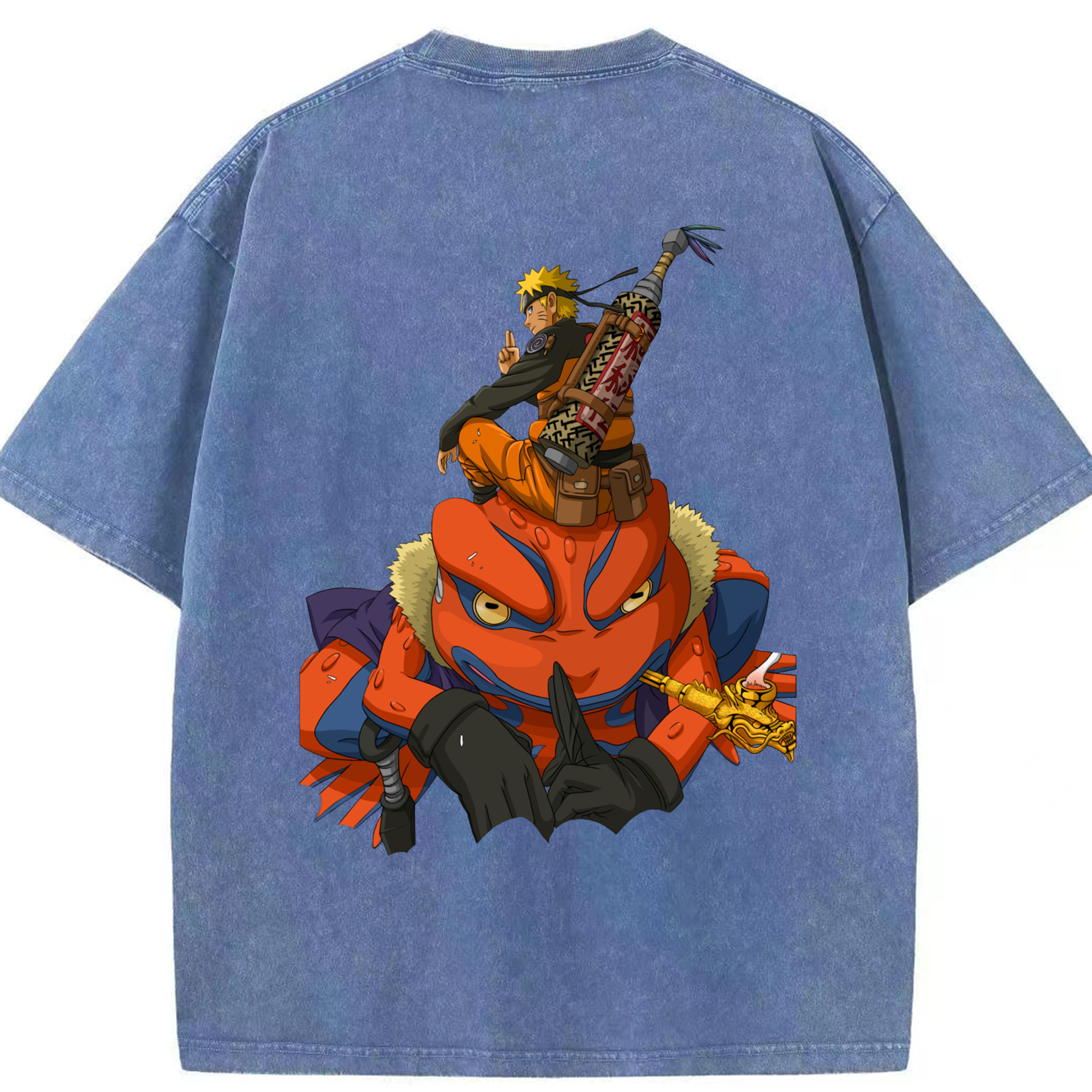 （画像用） NARUTO -ナルト- うずまき ナルト Uzumaki Naruto 綿100% ヴィンテージ風 半袖Tシャツ（背面プリント）