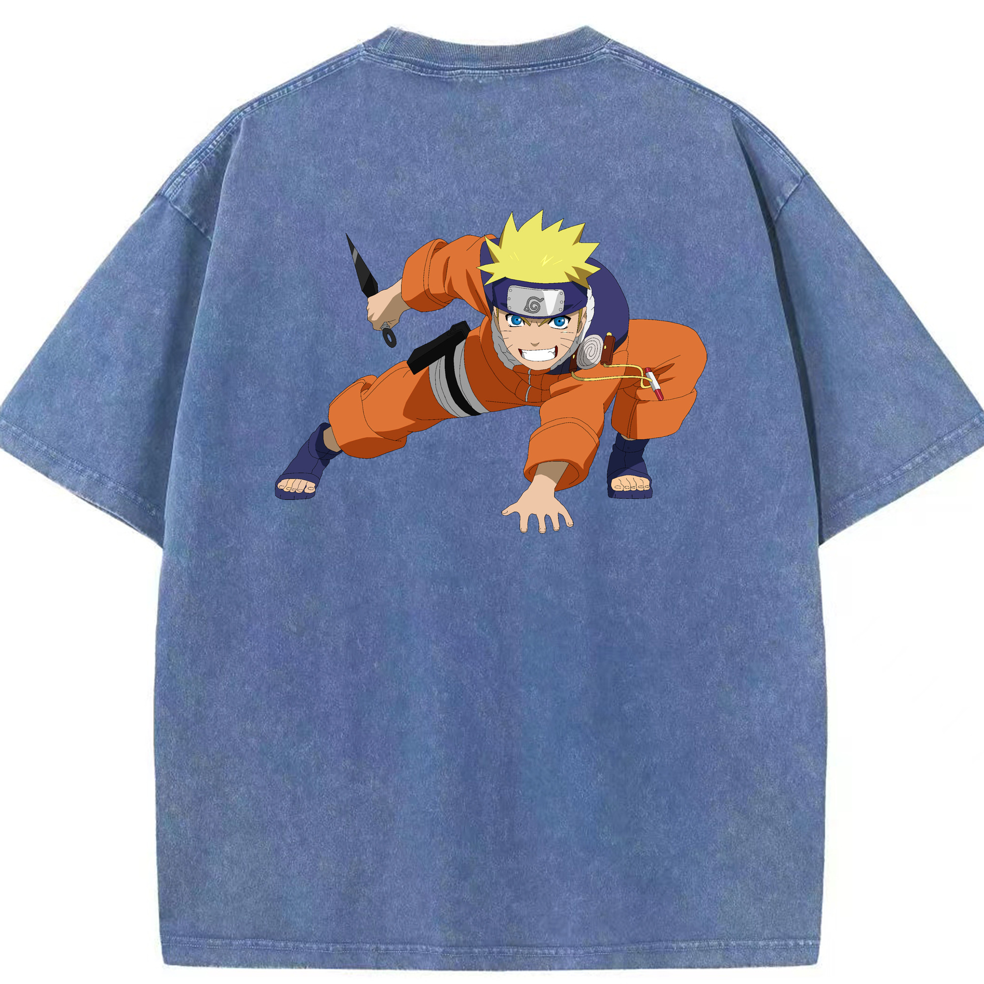 （画像用） NARUTO -ナルト- うずまき ナルト Uzumaki Naruto 綿100% ヴィンテージ風 半袖Tシャツ（背面プリント）