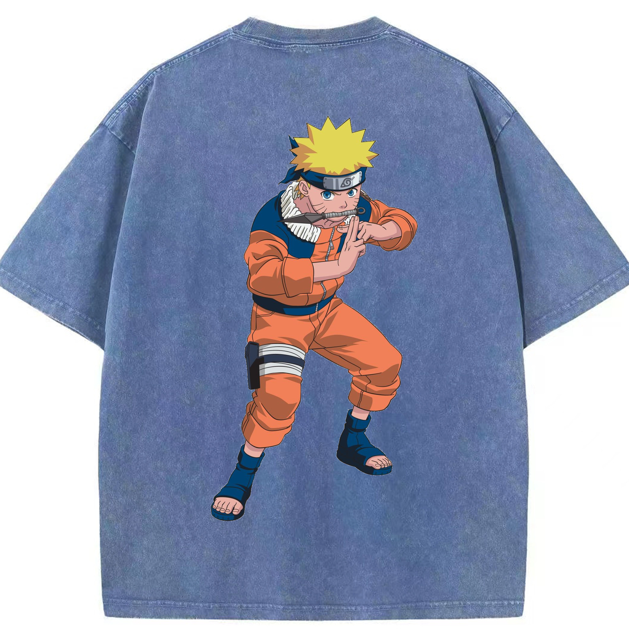 （画像用） NARUTO -ナルト- うずまき ナルト Uzumaki Naruto 綿100% ヴィンテージ風 半袖Tシャツ（背面プリント）