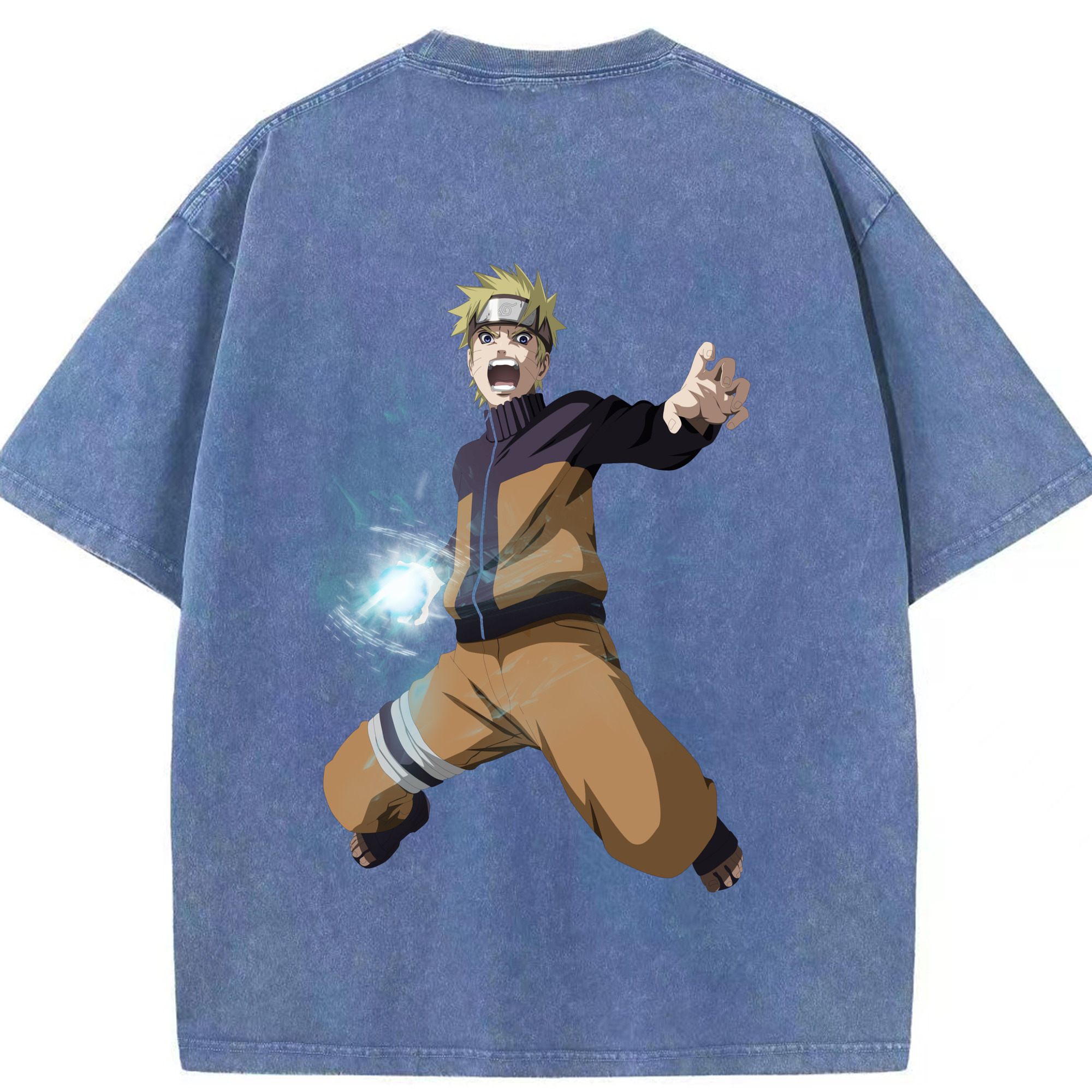 （画像用） NARUTO -ナルト- うずまき ナルト Uzumaki Naruto 綿100% ヴィンテージ風 半袖Tシャツ（背面プリント）