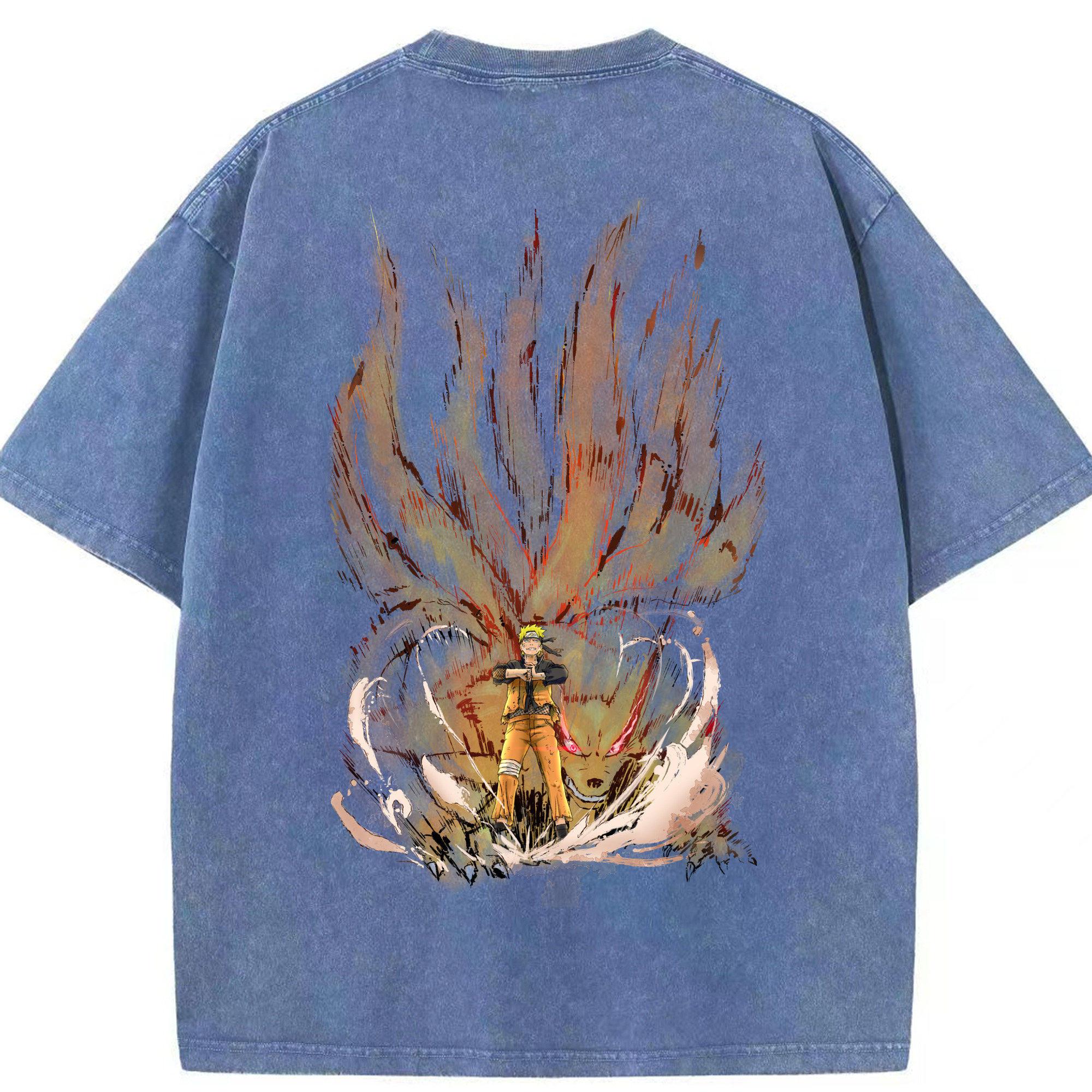 （画像用） NARUTO -ナルト- うずまき ナルト Uzumaki Naruto 綿100% ヴィンテージ風 半袖Tシャツ（背面プリント）