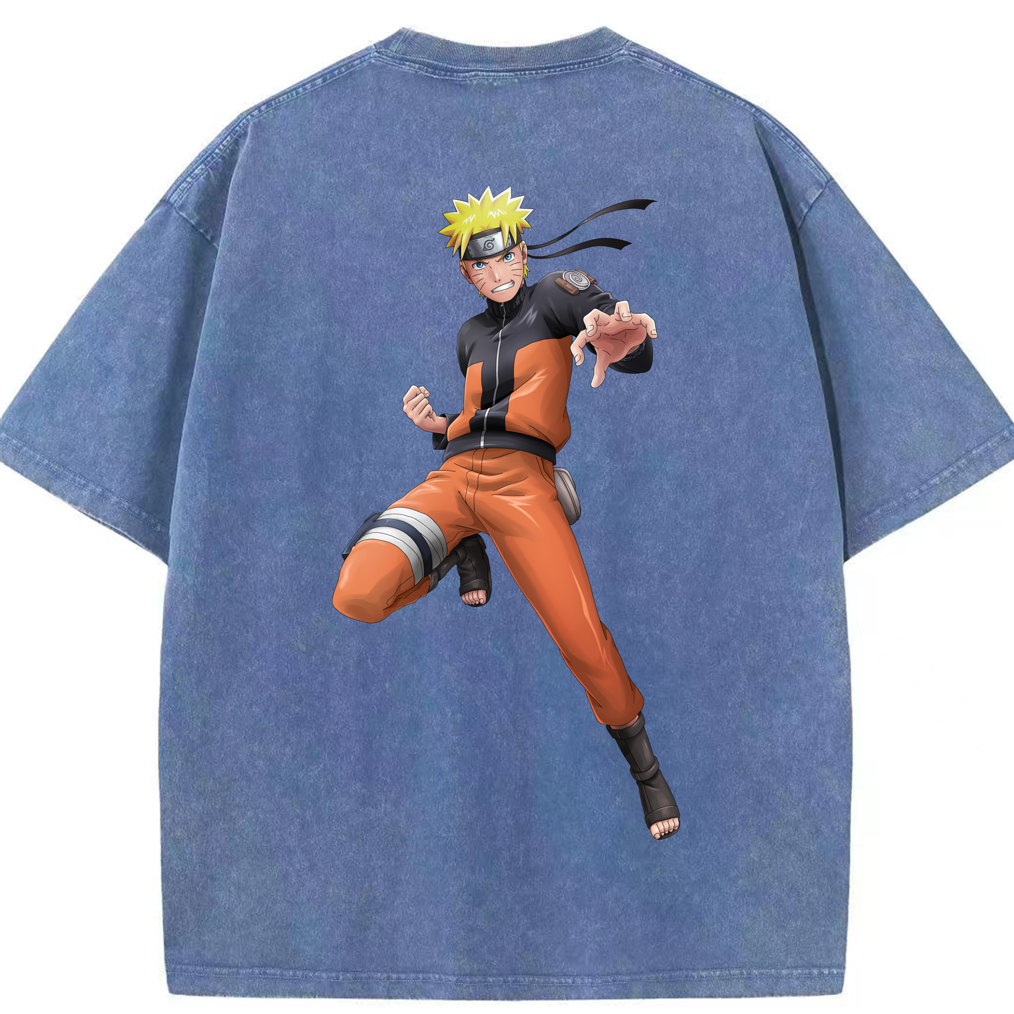 （画像用） NARUTO -ナルト- うずまき ナルト Uzumaki Naruto 綿100% ヴィンテージ風 半袖Tシャツ（背面プリント）