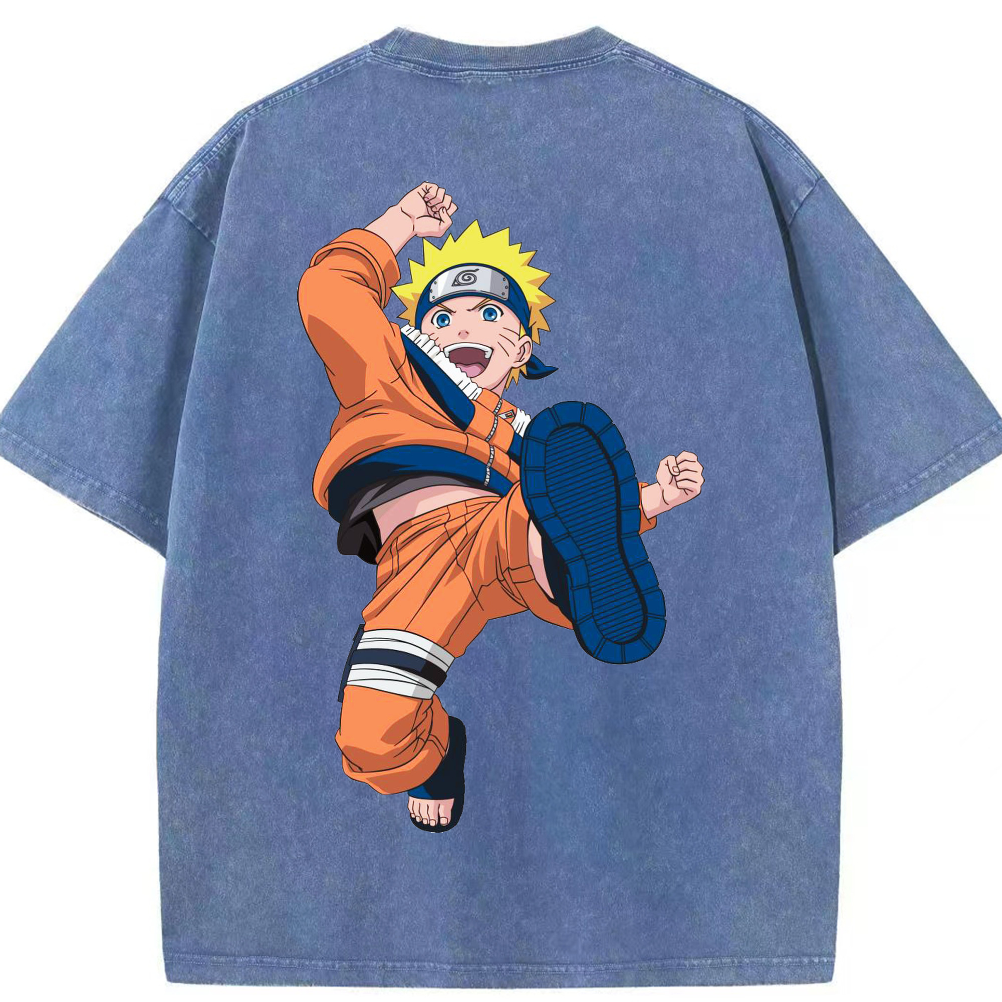 （画像用） NARUTO -ナルト- うずまき ナルト Uzumaki Naruto 綿100% ヴィンテージ風 半袖Tシャツ（背面プリント）