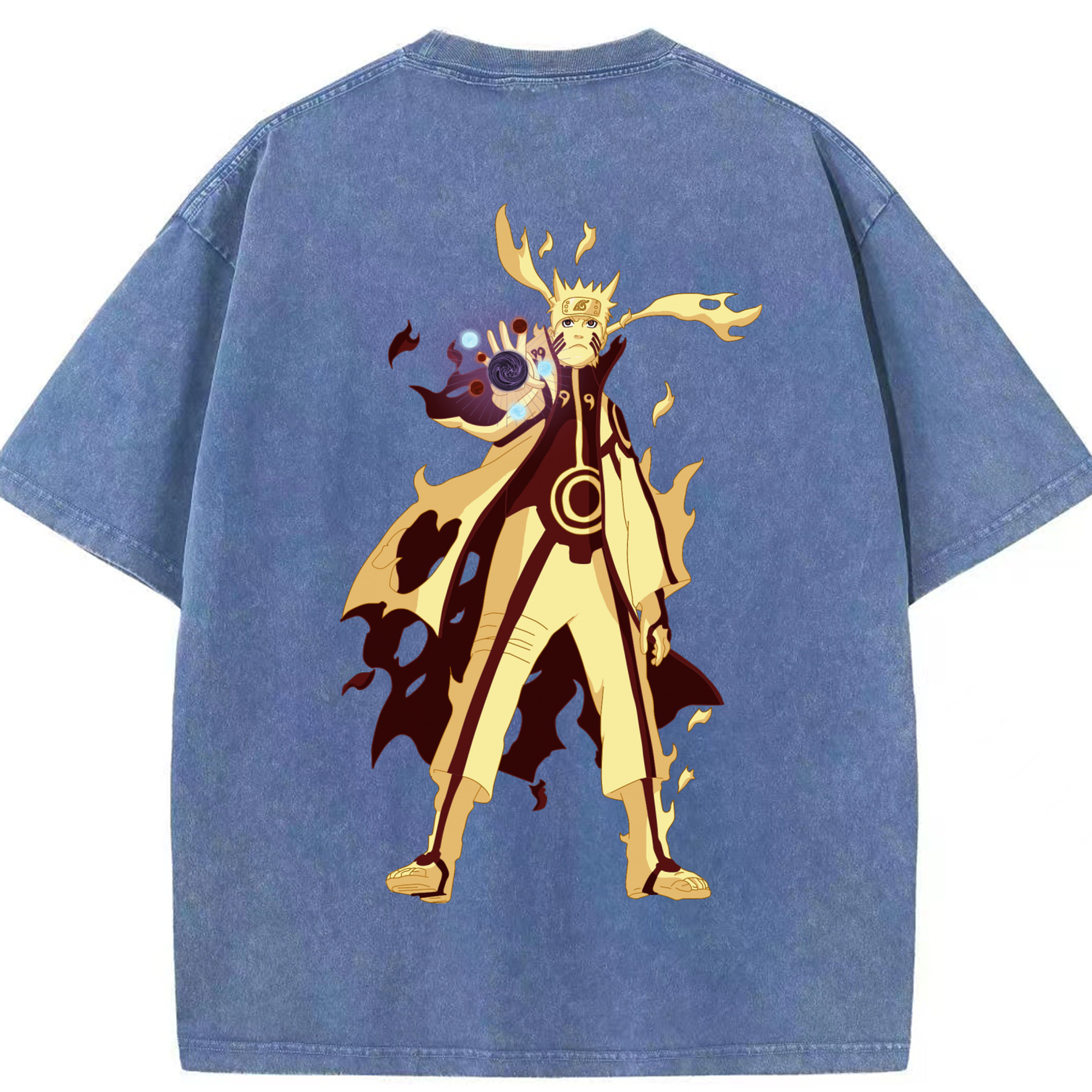 （画像用） NARUTO -ナルト- うずまき ナルト Uzumaki Naruto 綿100% ヴィンテージ風 半袖Tシャツ（背面プリント）