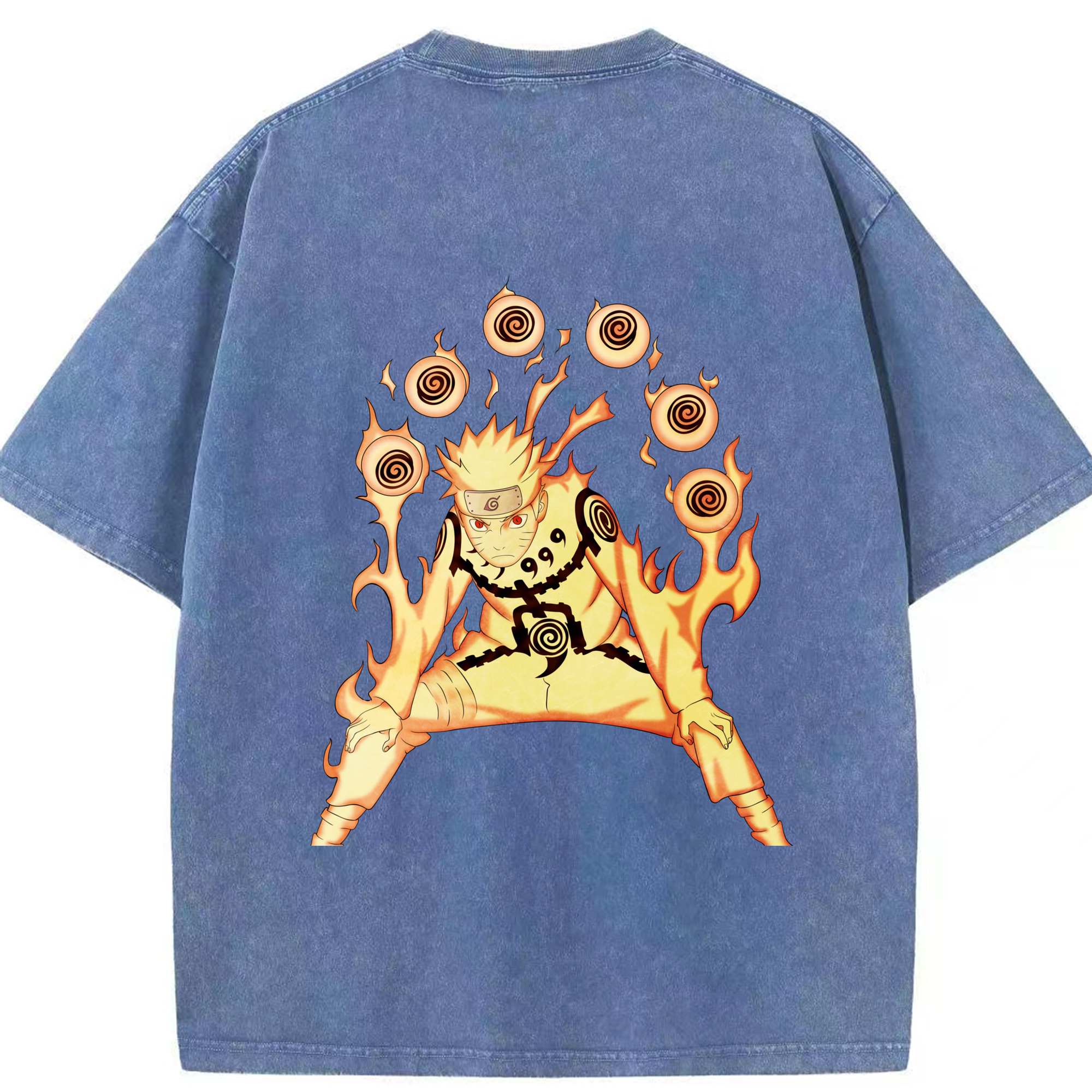 （画像用） NARUTO -ナルト- うずまき ナルト Uzumaki Naruto 綿100% ヴィンテージ風 半袖Tシャツ（背面プリント）