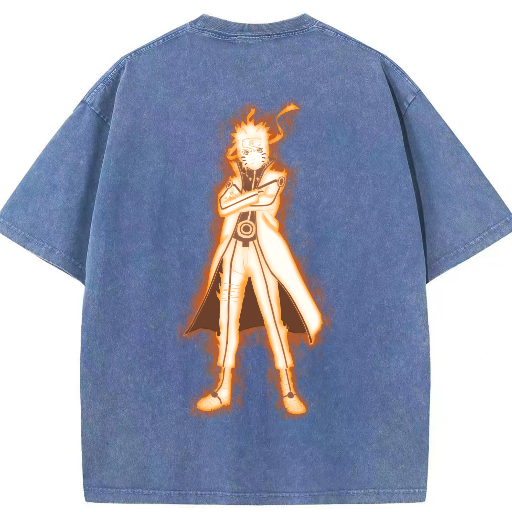 （画像用） NARUTO -ナルト- うずまき ナルト Uzumaki Naruto 綿100% ヴィンテージ風 半袖Tシャツ（背面プリント）