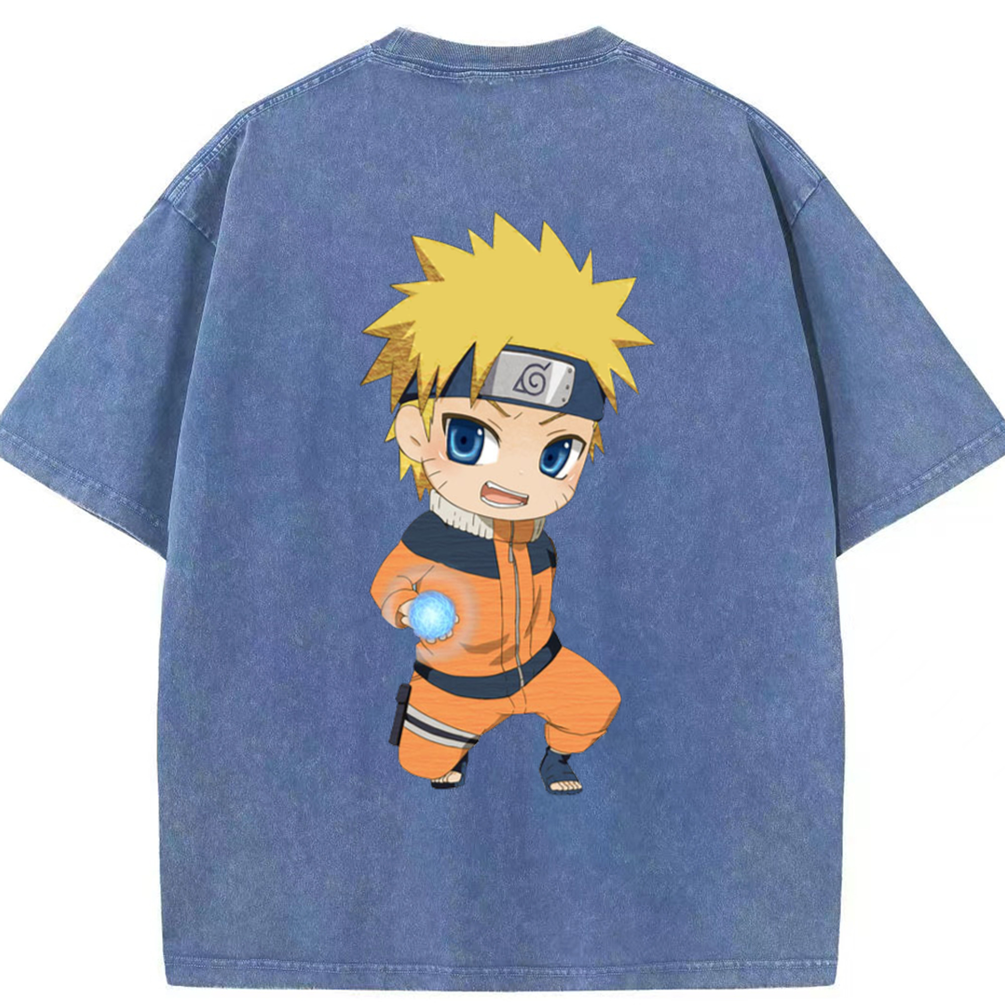 （画像用） NARUTO -ナルト- うずまき ナルト Uzumaki Naruto 綿100% ヴィンテージ風 半袖Tシャツ（背面プリント）