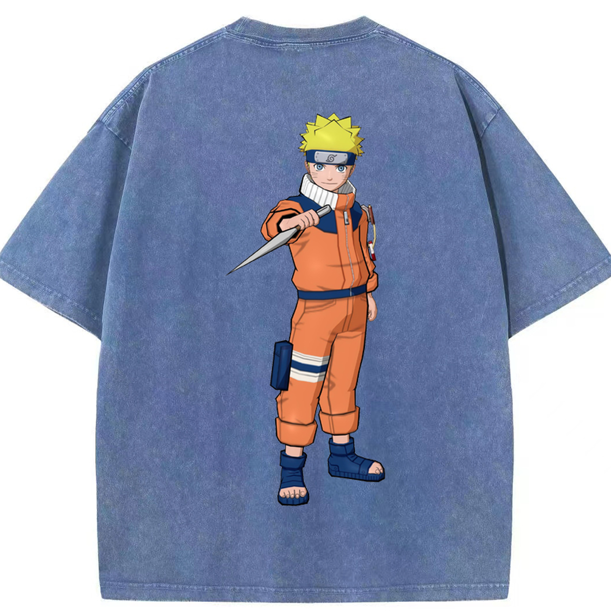 （画像用） NARUTO -ナルト- うずまき ナルト Uzumaki Naruto 綿100% ヴィンテージ風 半袖Tシャツ（背面プリント）