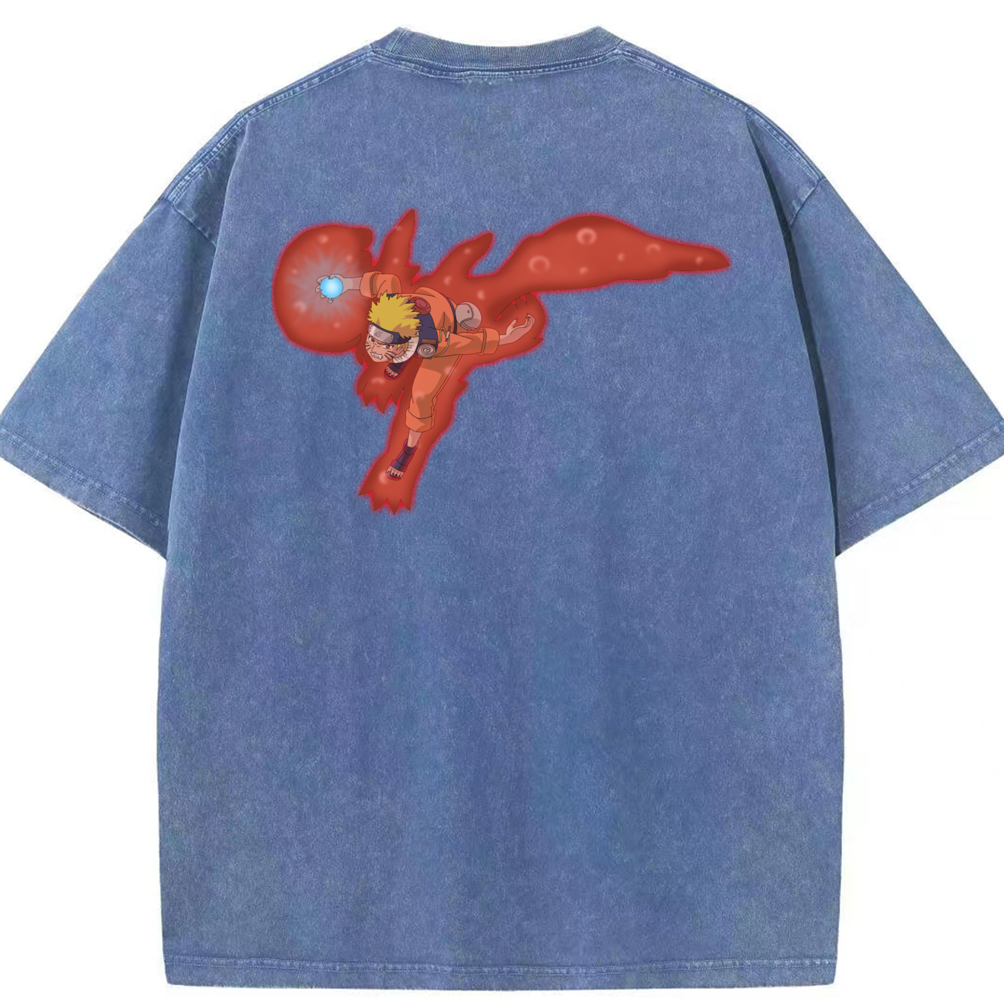 （画像用） NARUTO -ナルト- うずまき ナルト Uzumaki Naruto 綿100% ヴィンテージ風 半袖Tシャツ（背面プリント）