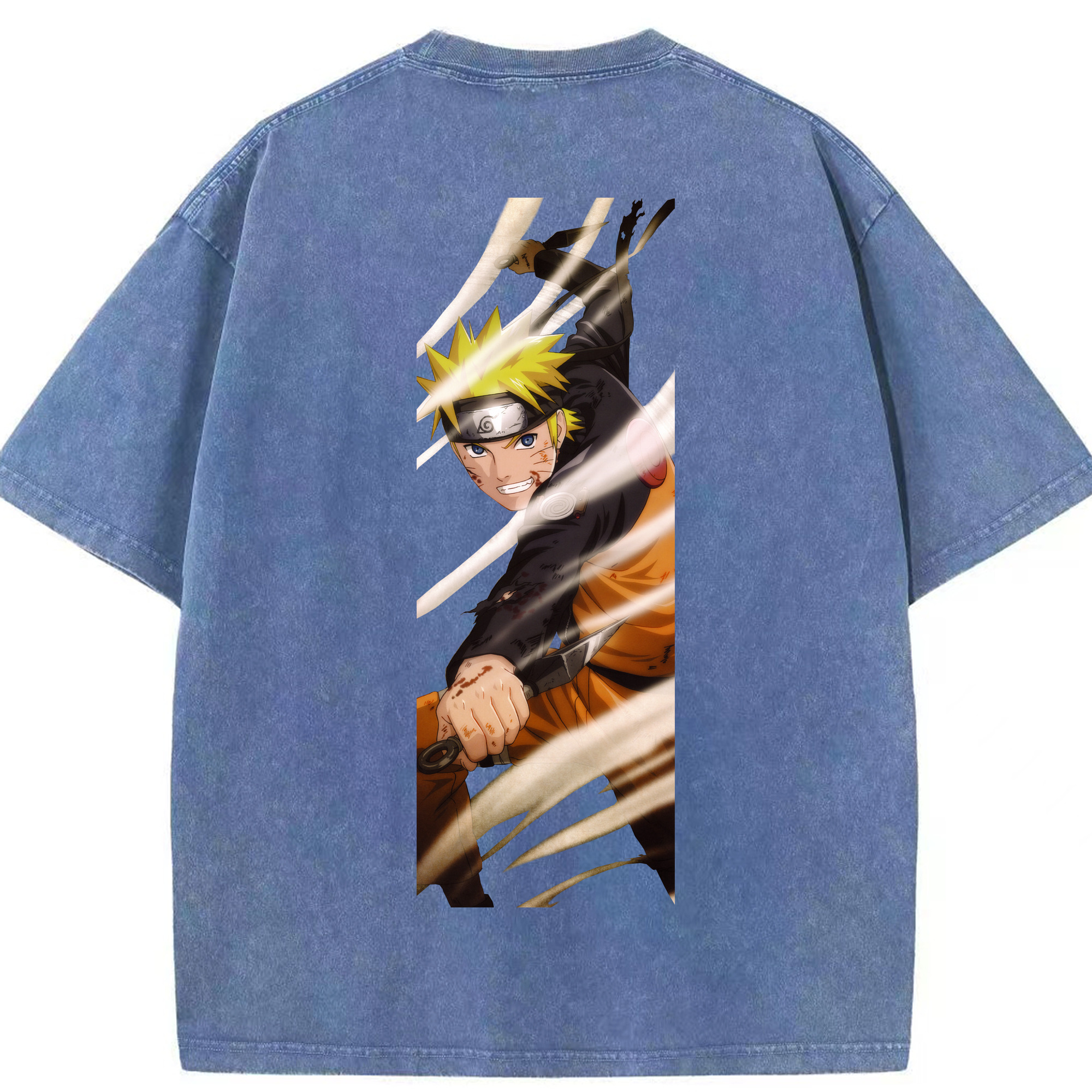 （画像用） NARUTO -ナルト- うずまき ナルト Uzumaki Naruto 綿100% ヴィンテージ風 半袖Tシャツ（背面プリント）
