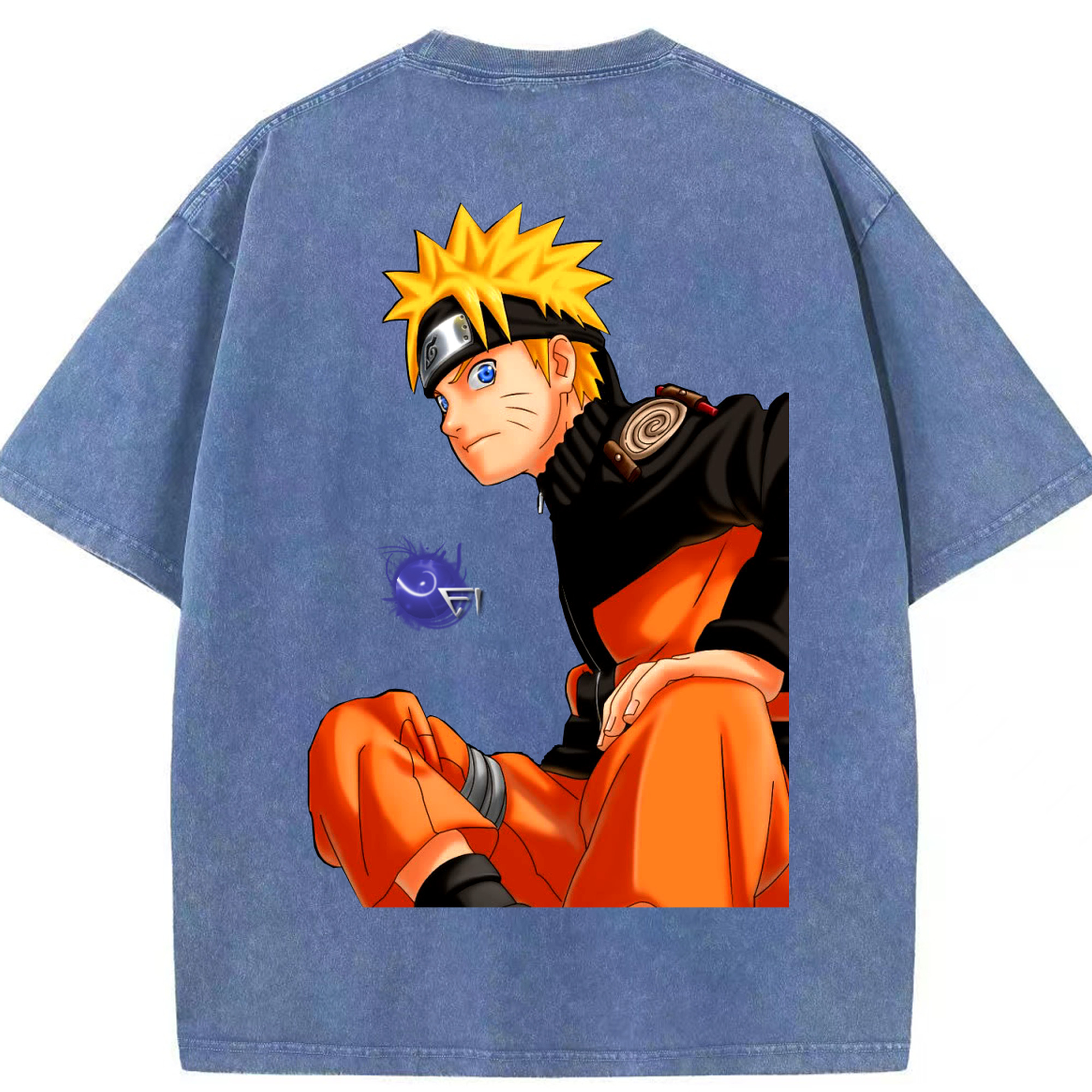（画像用） NARUTO -ナルト- うずまき ナルト Uzumaki Naruto 綿100% ヴィンテージ風 半袖Tシャツ（背面プリント）