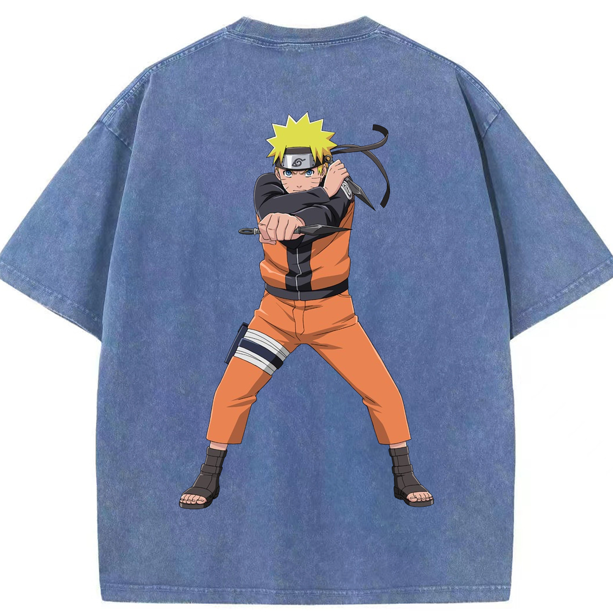 （画像用） NARUTO -ナルト- うずまき ナルト Uzumaki Naruto 綿100% ヴィンテージ風 半袖Tシャツ（背面プリント）